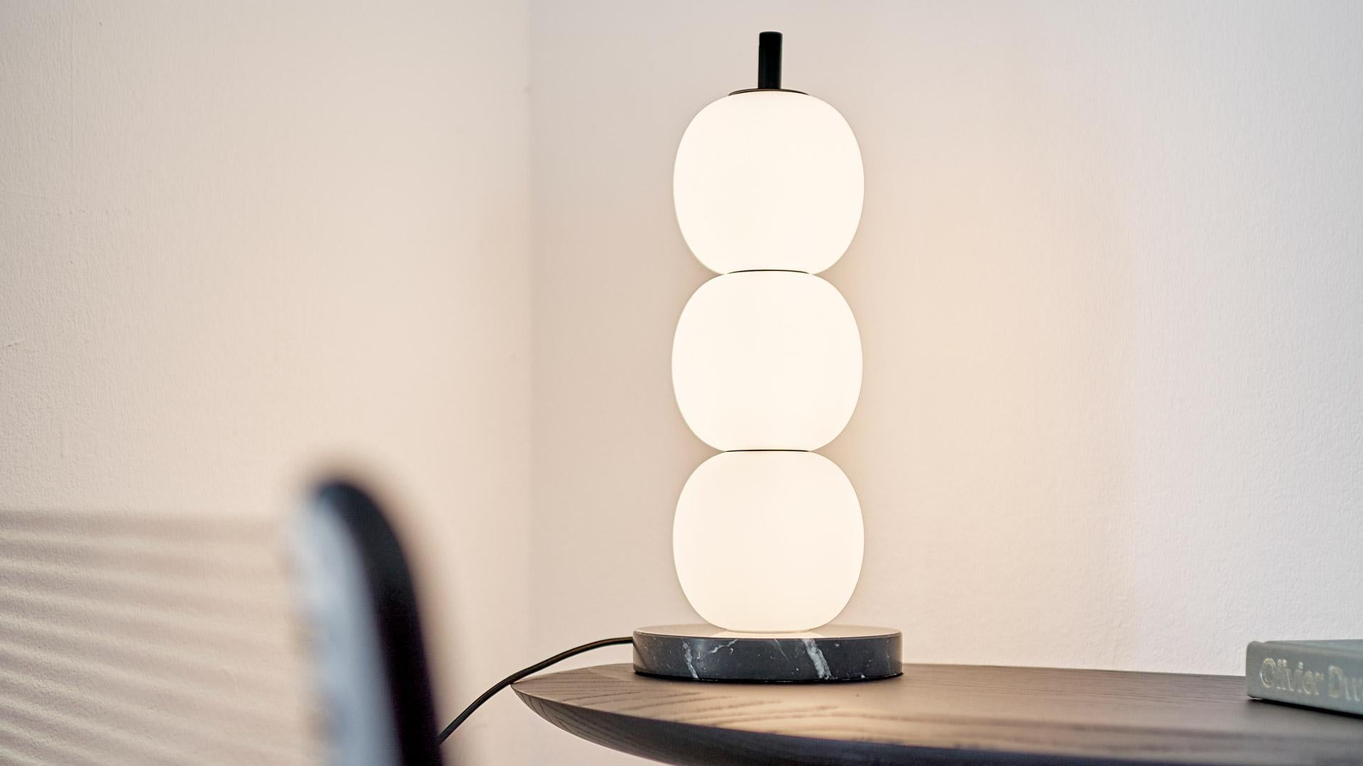 German Mainkai 3 Table Lamp by Sebastian Herkner in Verdi Alpi Marble For Sale