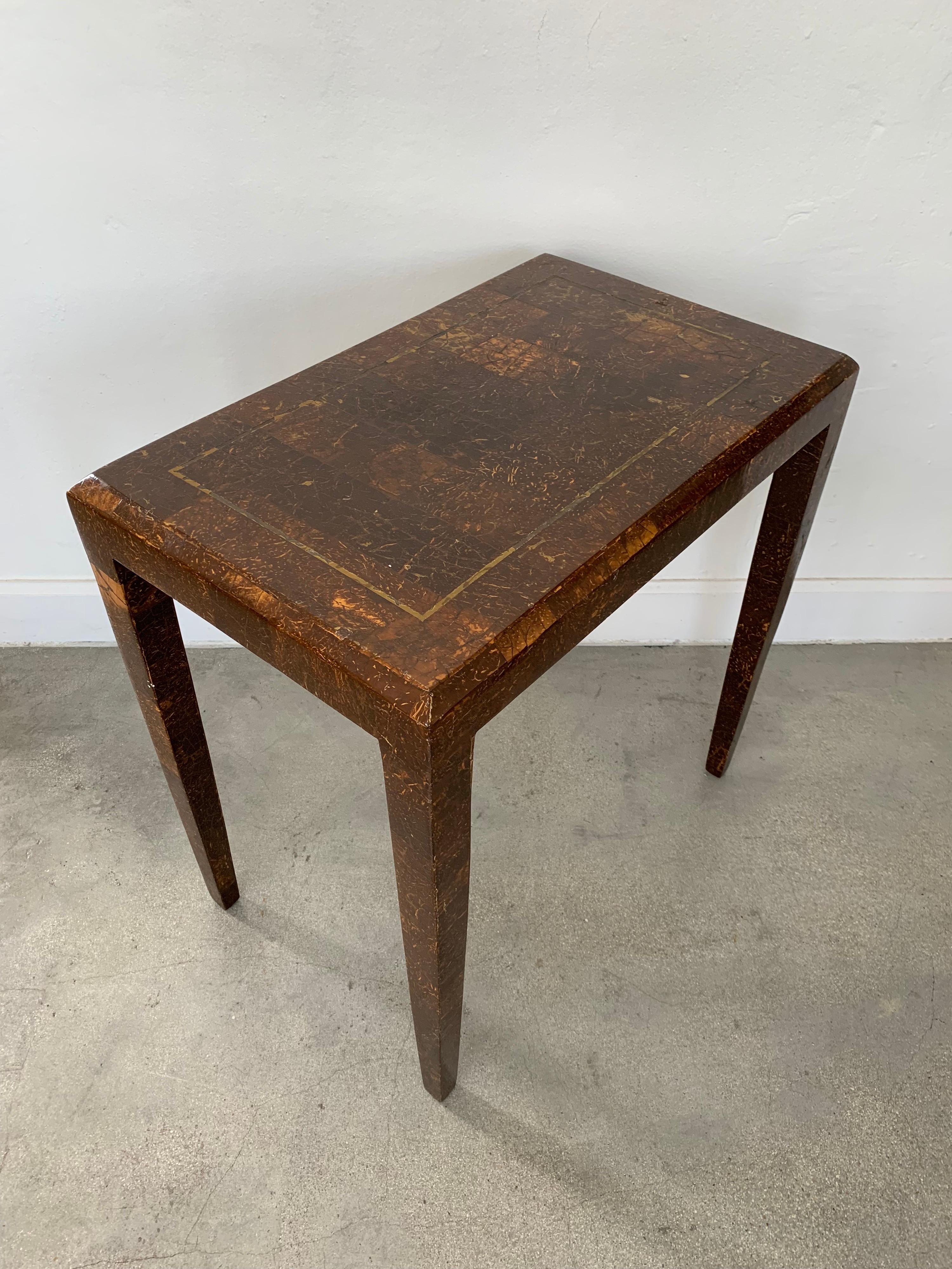Mainland Smith Coconut Shell and Brass Inlay Nesting Tables In Good Condition In Miami, FL