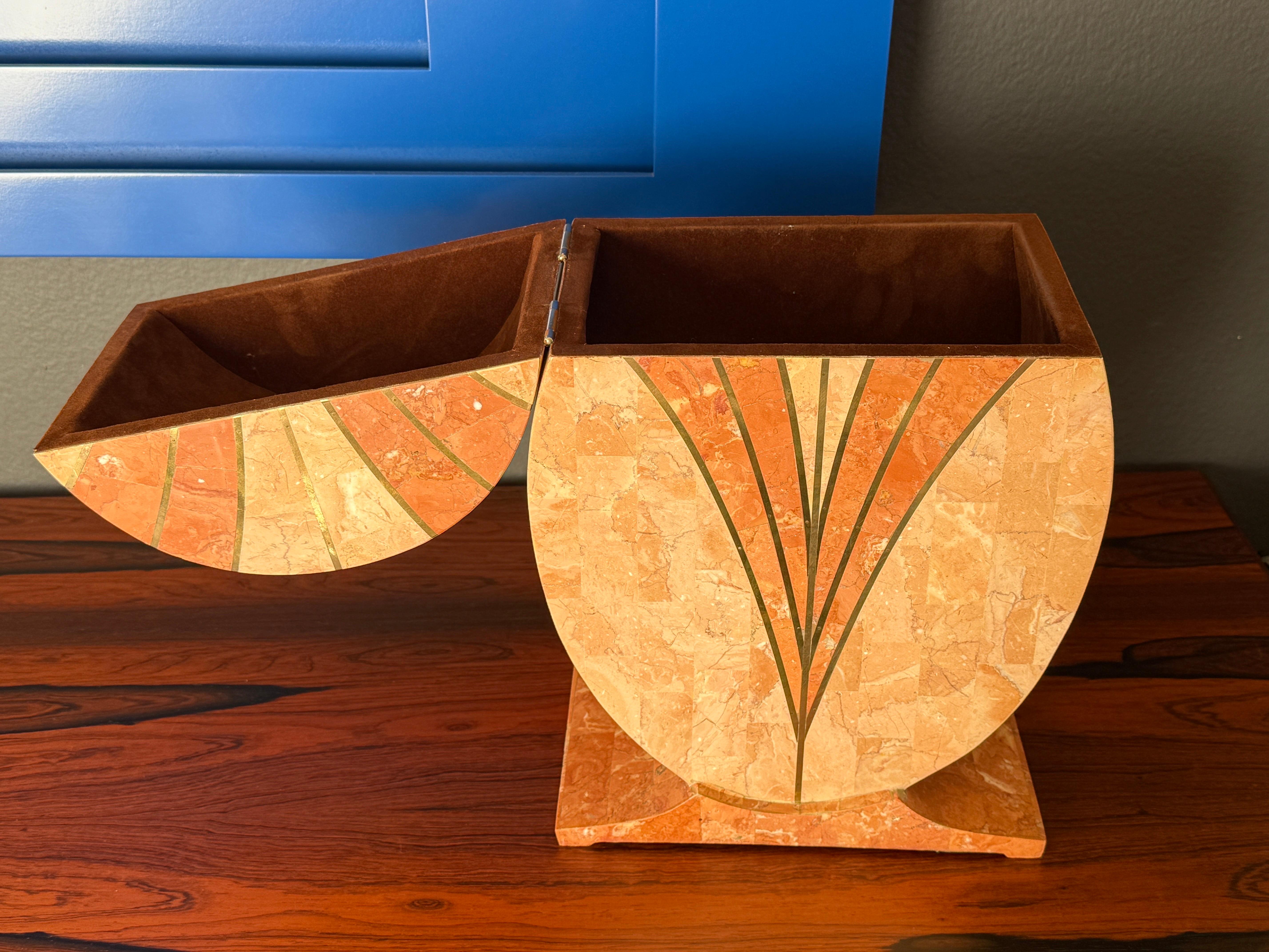 Mainland Smith Tessellated Pink Stone Box For Sale 6