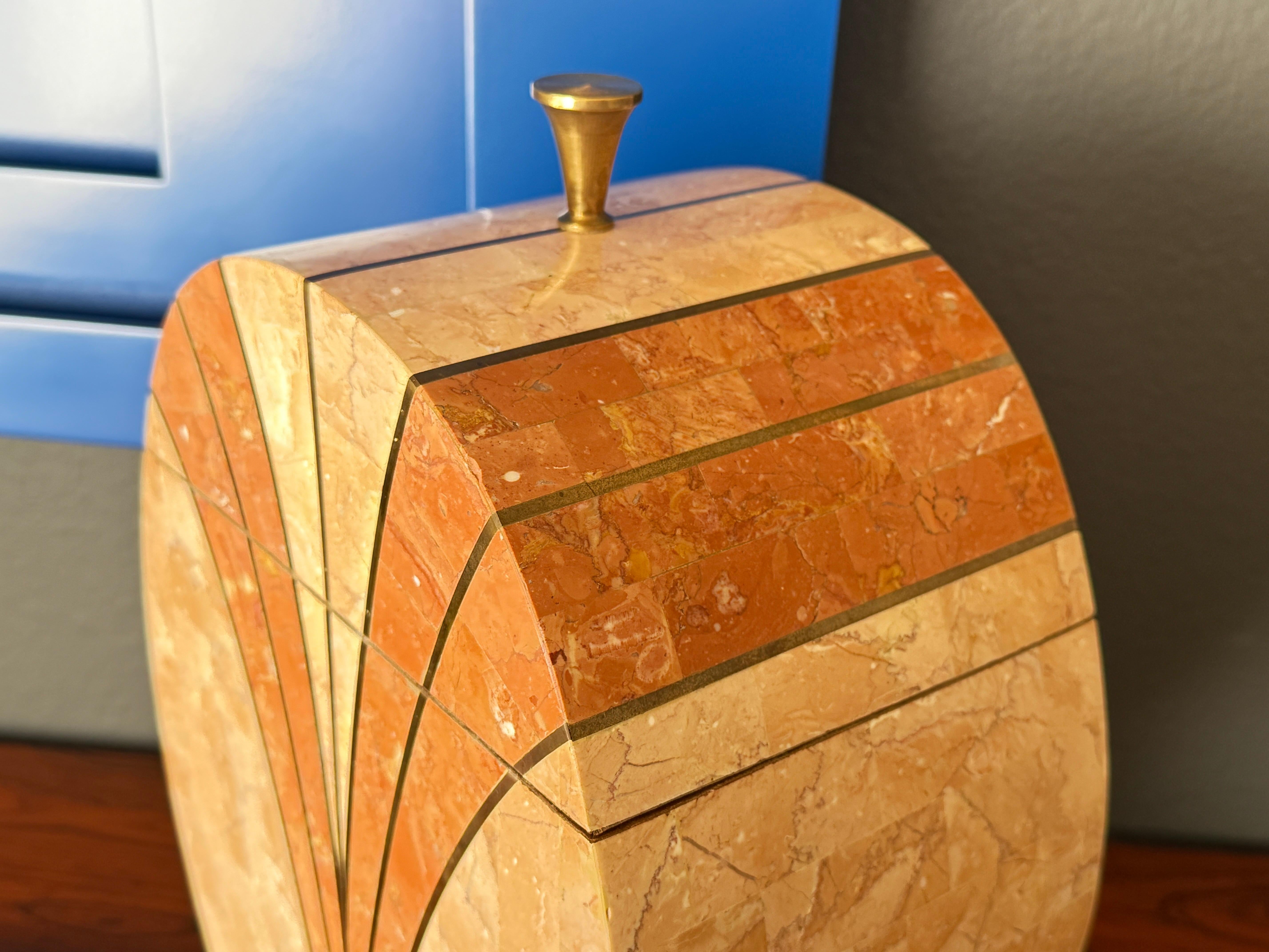 Mainland Smith Tessellated Pink Stone Box In Good Condition For Sale In North Hollywood, CA
