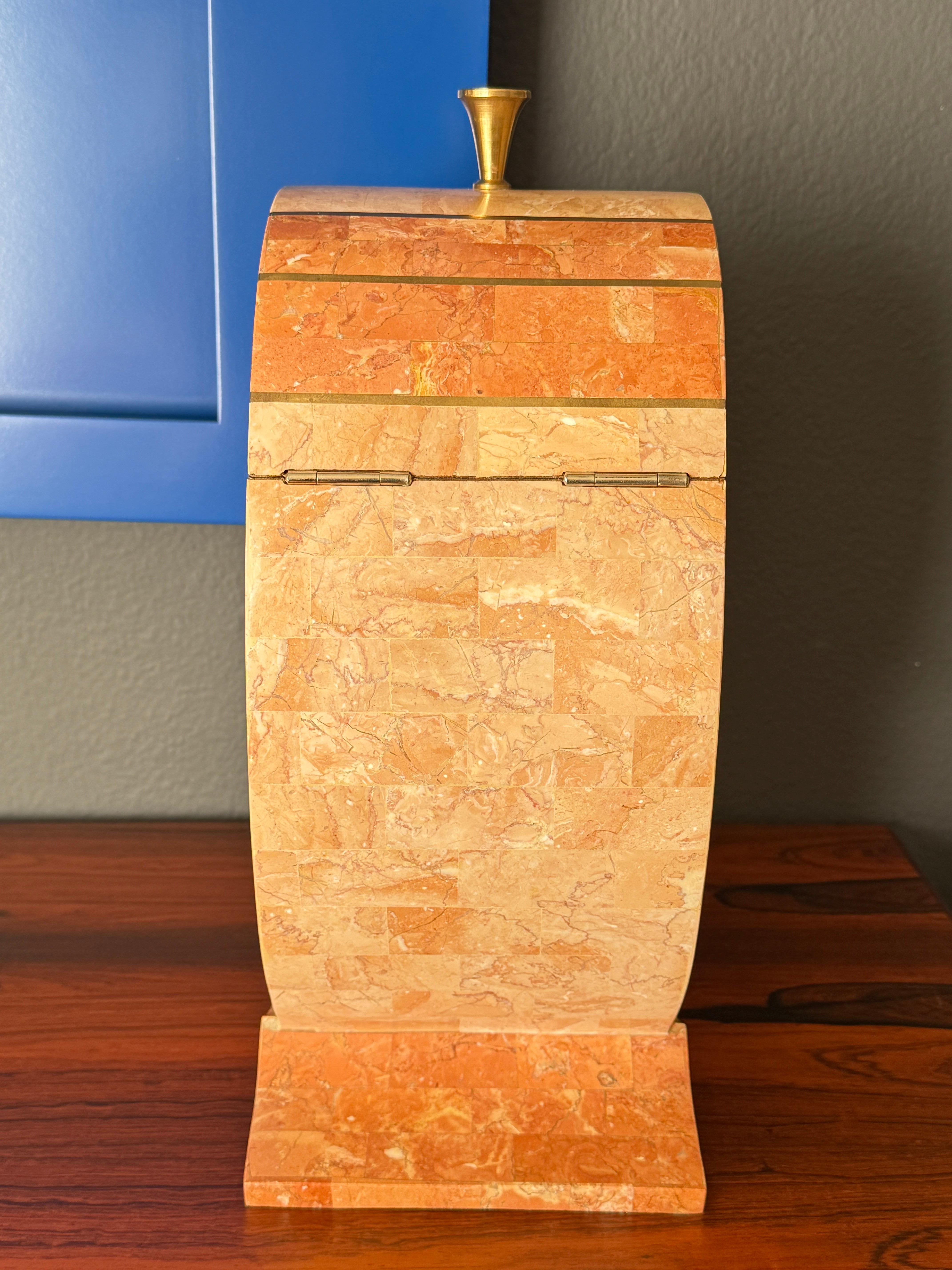 Mainland Smith Tessellated Pink Stone Box For Sale 1