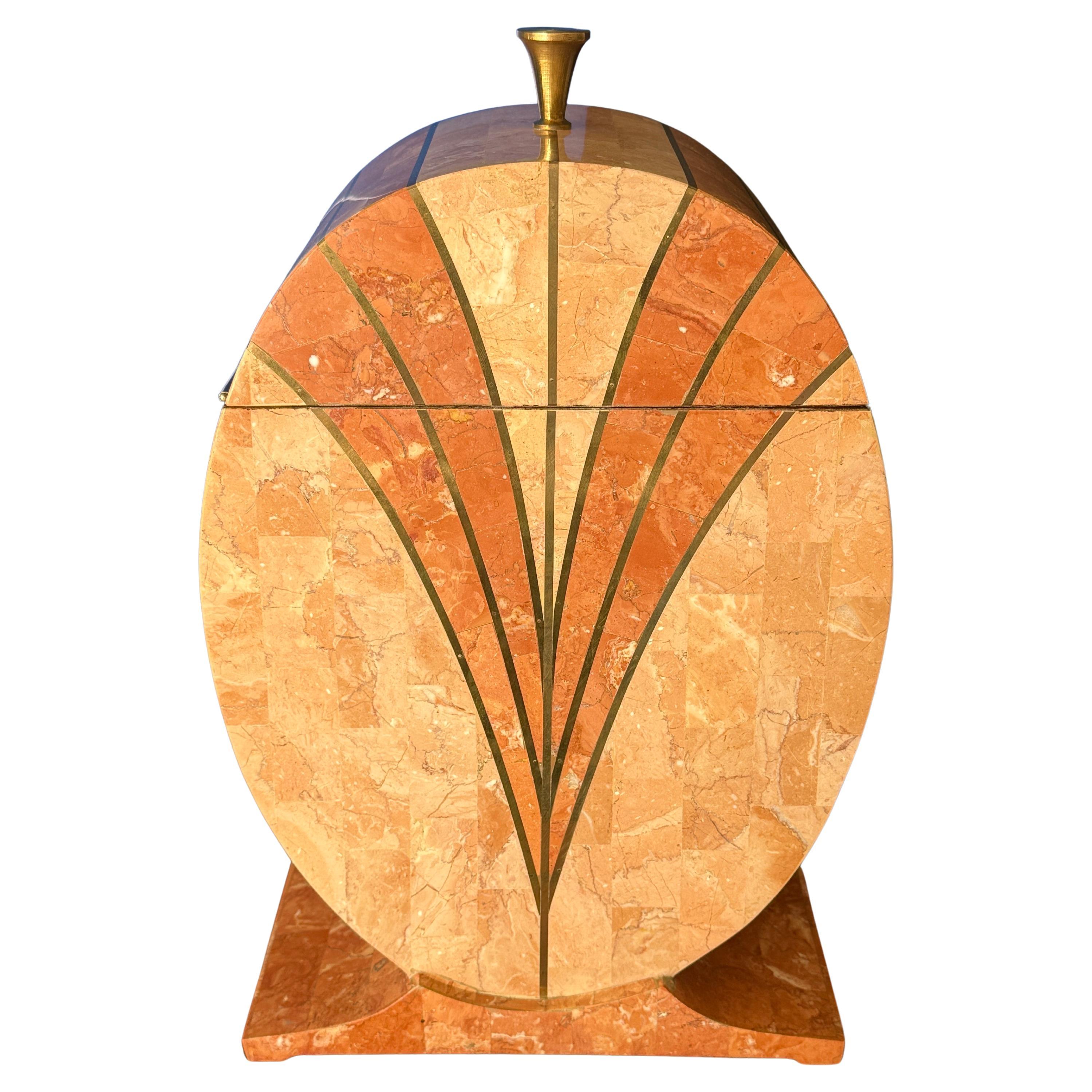 Mainland Smith Tessellated Pink Stone Box For Sale
