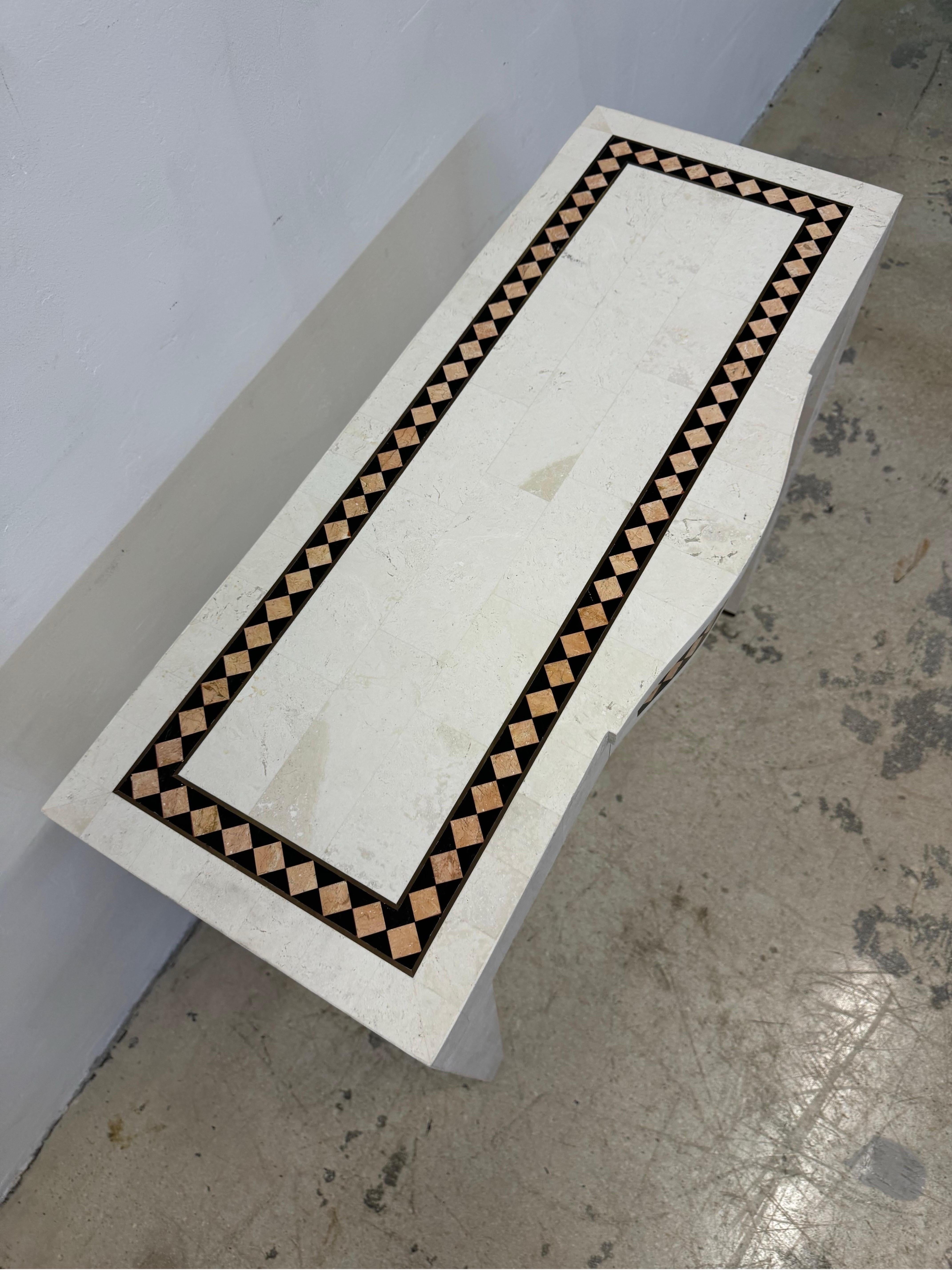 Mainland Smith Tessellated Stone With Brass Inlay Vanity, Console Table or Desk For Sale 5