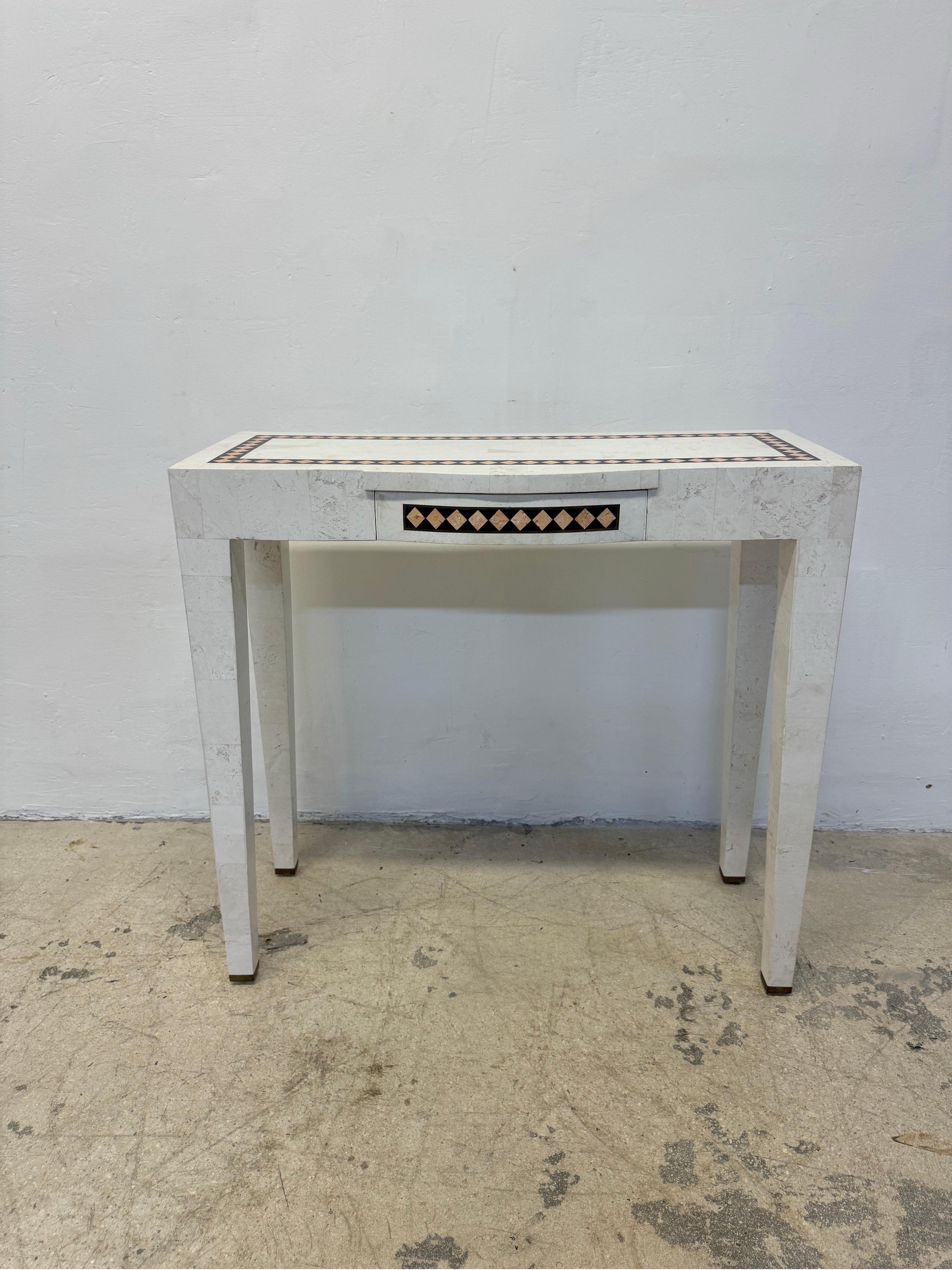 Philippine Mainland Smith Tessellated Stone With Brass Inlay Vanity, Console Table or Desk For Sale