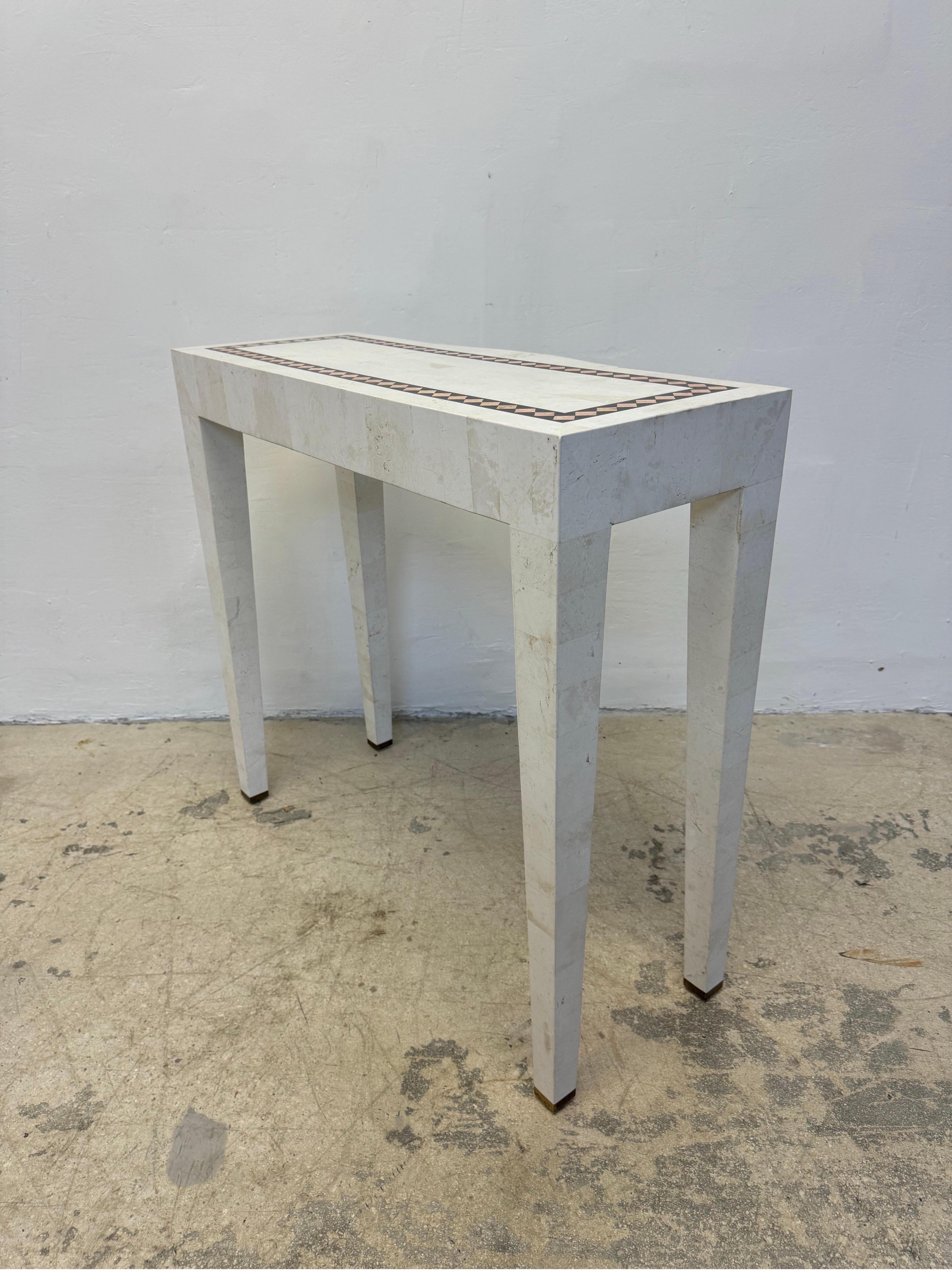 Mainland Smith Tessellated Stone With Brass Inlay Vanity, Console Table or Desk For Sale 1