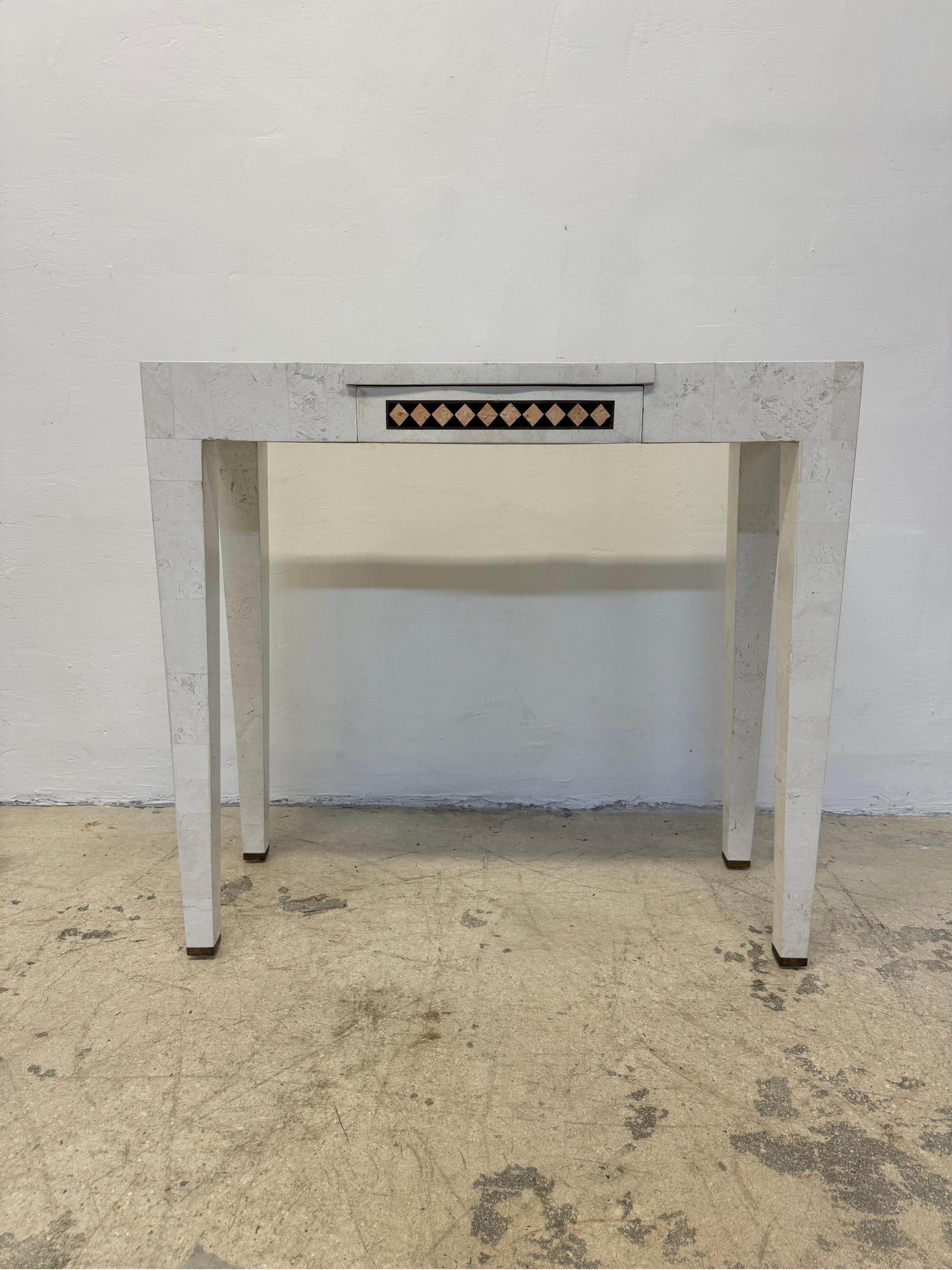 Mainland Smith Tessellated Stone With Brass Inlay Vanity, Console Table or Desk For Sale 2