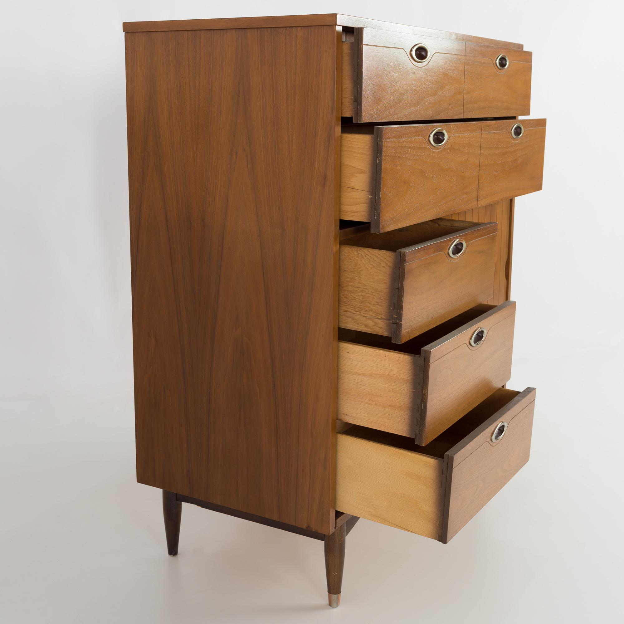 Mainline by Hooker 8 Drawer Mid Century Walnut Highboy Dresser 3