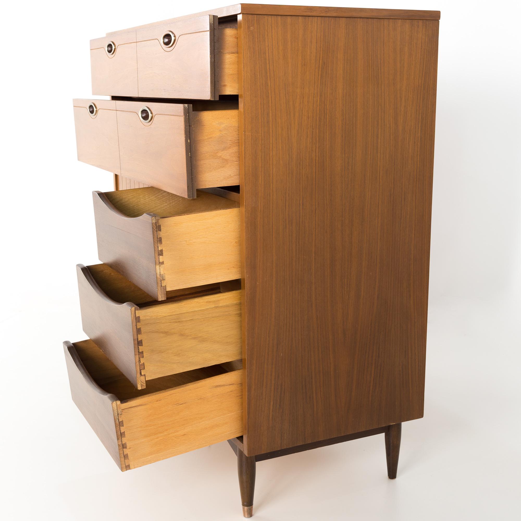 Mainline by Hooker 8 Drawer Mid Century Walnut Highboy Dresser 4