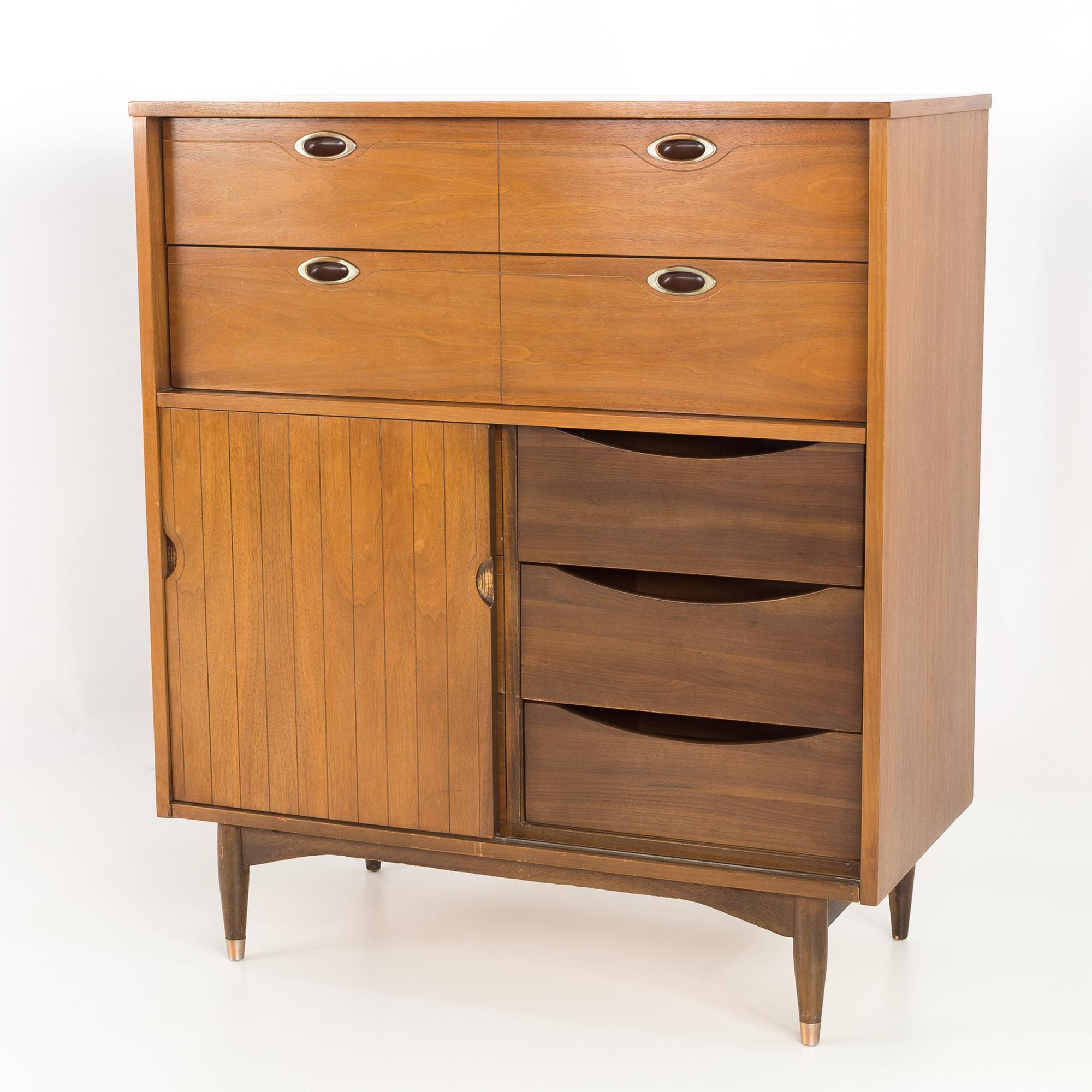 Mainline by Hooker 8 Drawer Mid Century Walnut Highboy Dresser 2