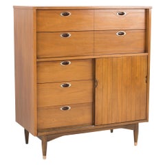 Mainline by Hooker 8 Drawer Mid Century Walnut Highboy Dresser