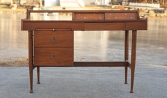 Mainline by Hooker Mid-Century Modern Walnut & Brass Two-Tiered Desk