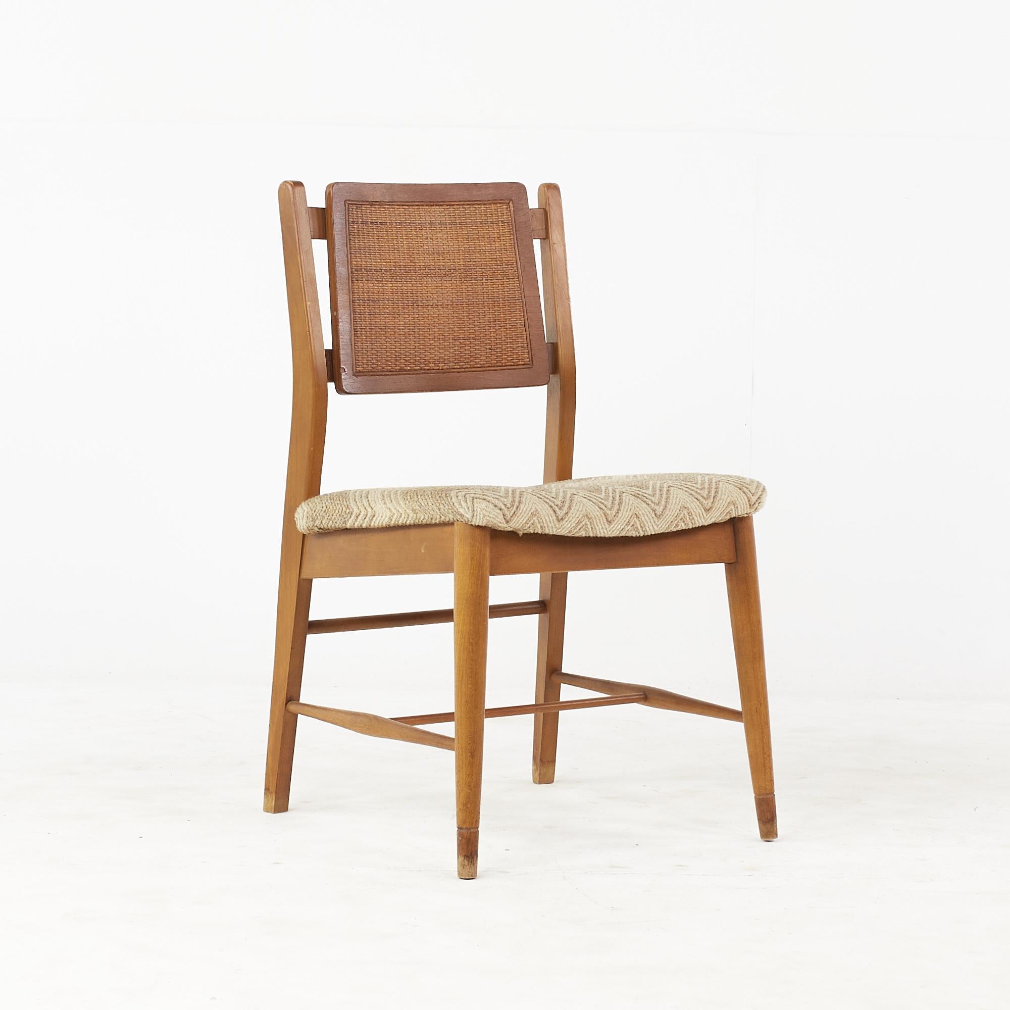 American Mainline by Hooker Mid Century Walnut and Cane Dining Chairs, Set of 5 For Sale