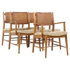 Vintage Mainline by Hooker Mid Century Walnut and Cane Dining Chairs, Set of 5