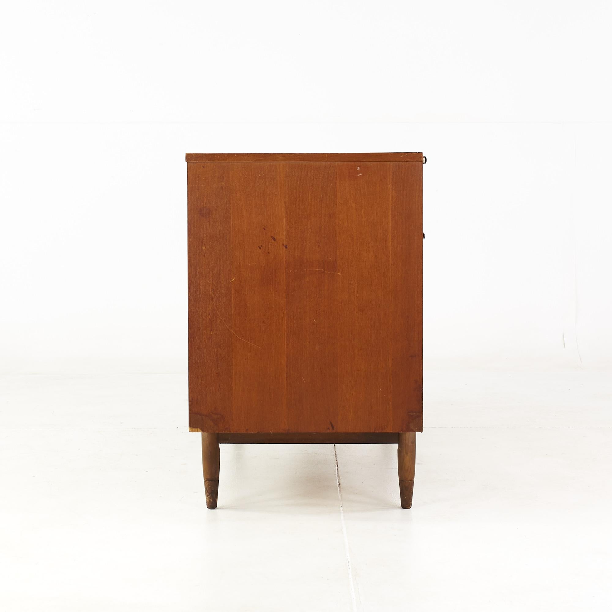 Mid-Century Modern Mainline by Hooker Mid Century Walnut and Cane Reversible Door Lowboy Dresser For Sale