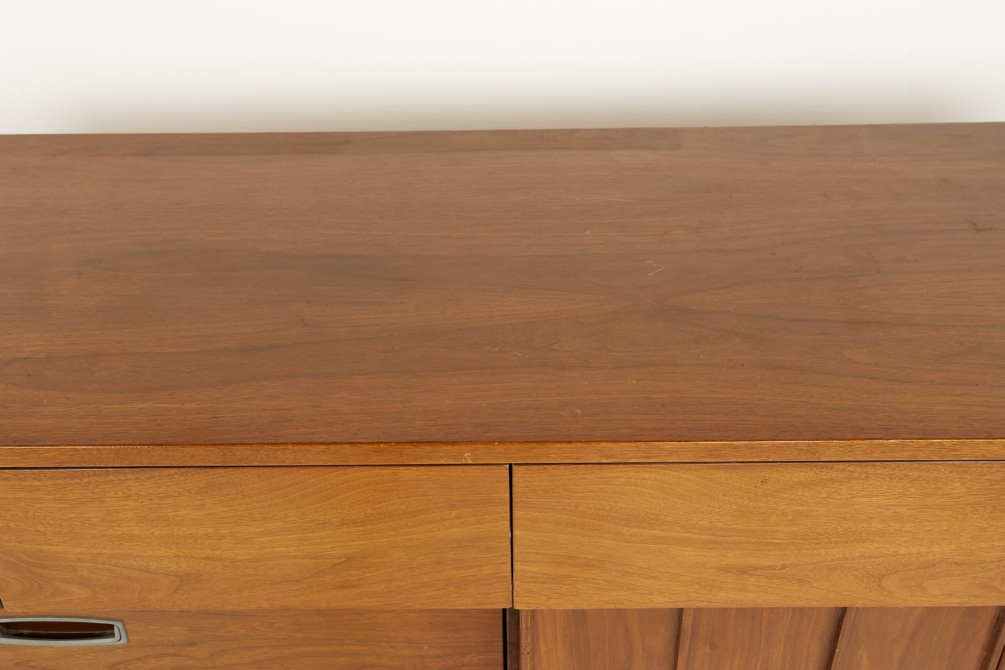Mainline by Hooker Mid Century Walnut and Cane Reversible Door Lowboy Dresser 2
