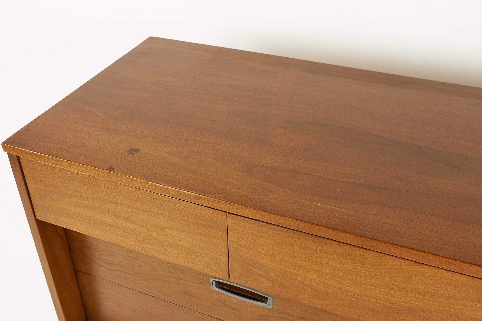 Mainline by Hooker Mid Century Walnut and Cane Reversible Door Lowboy Dresser 3