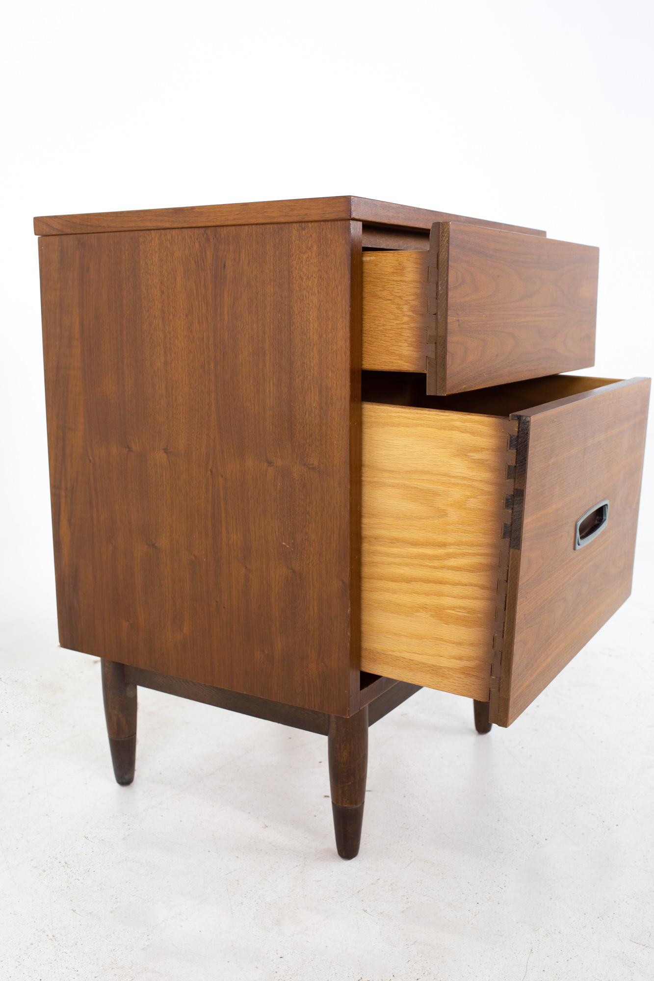 Mainline by Hooker Mid Century Walnut and Stainless Nightstands, a Pair 6