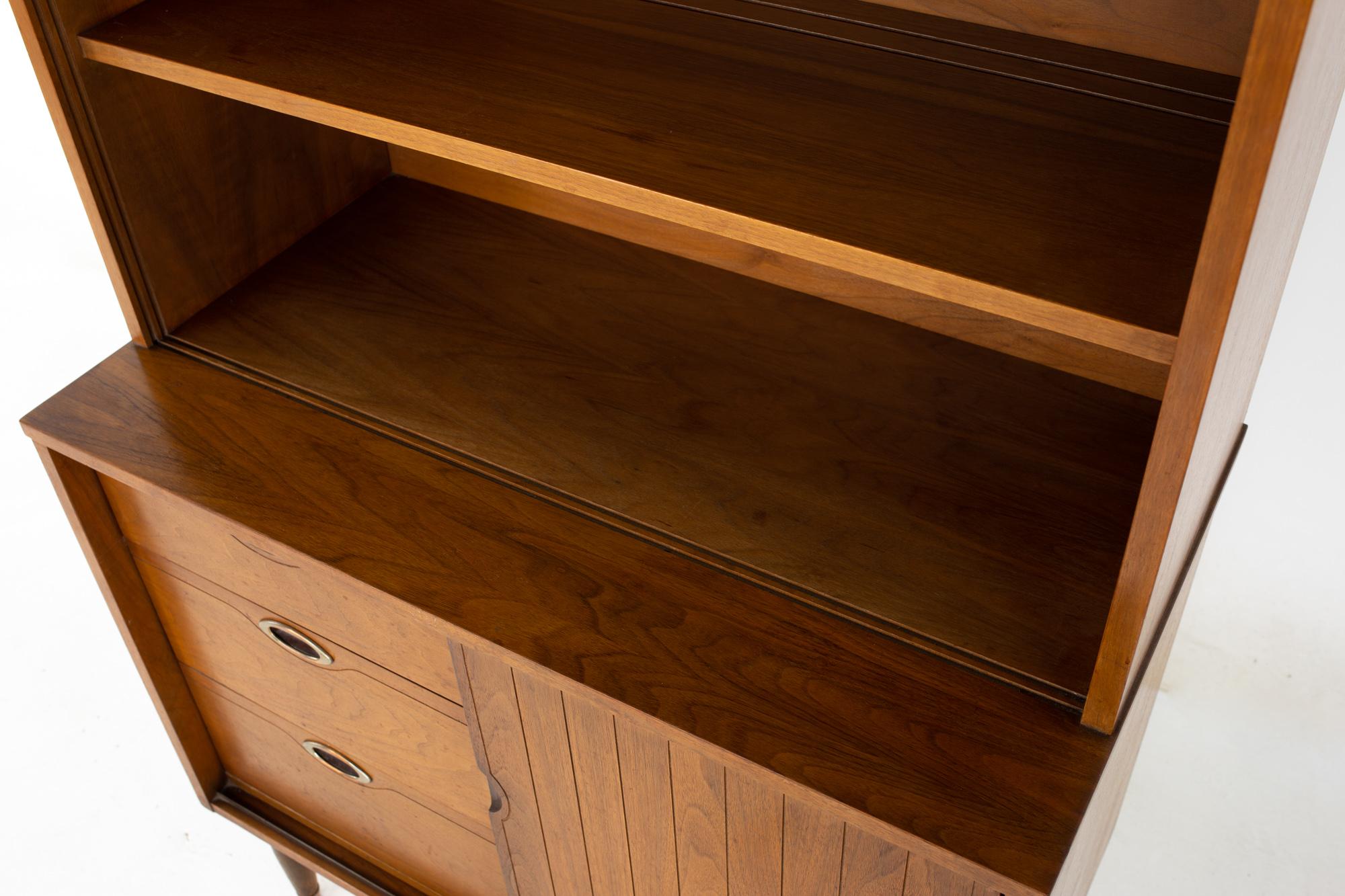 Mainline by Hooker Mid Century Walnut Buffet and Hutch 1