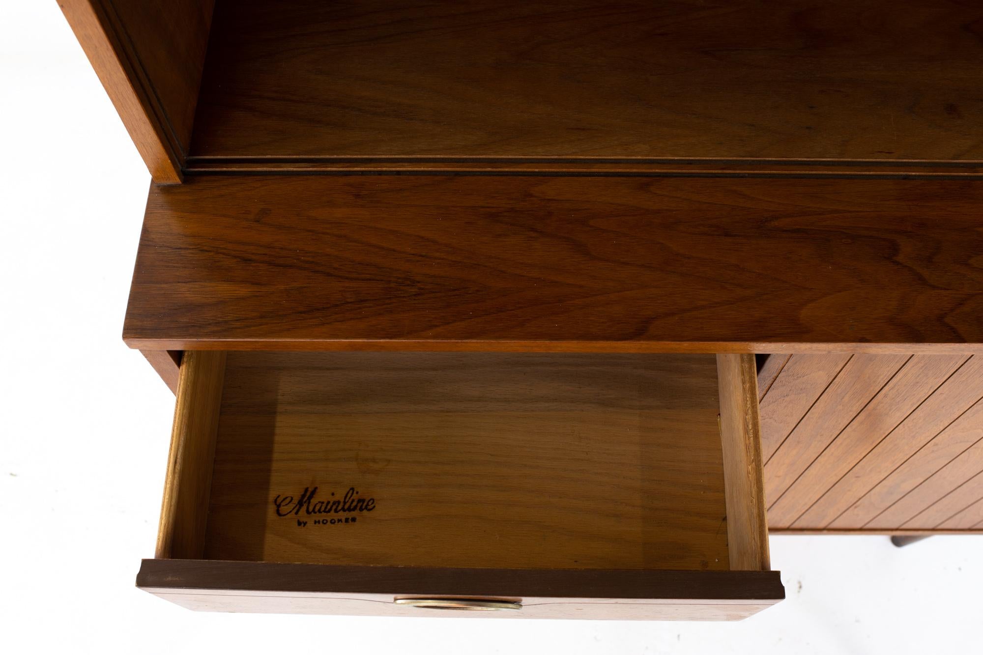 Mainline by Hooker Mid Century Walnut Buffet and Hutch 10