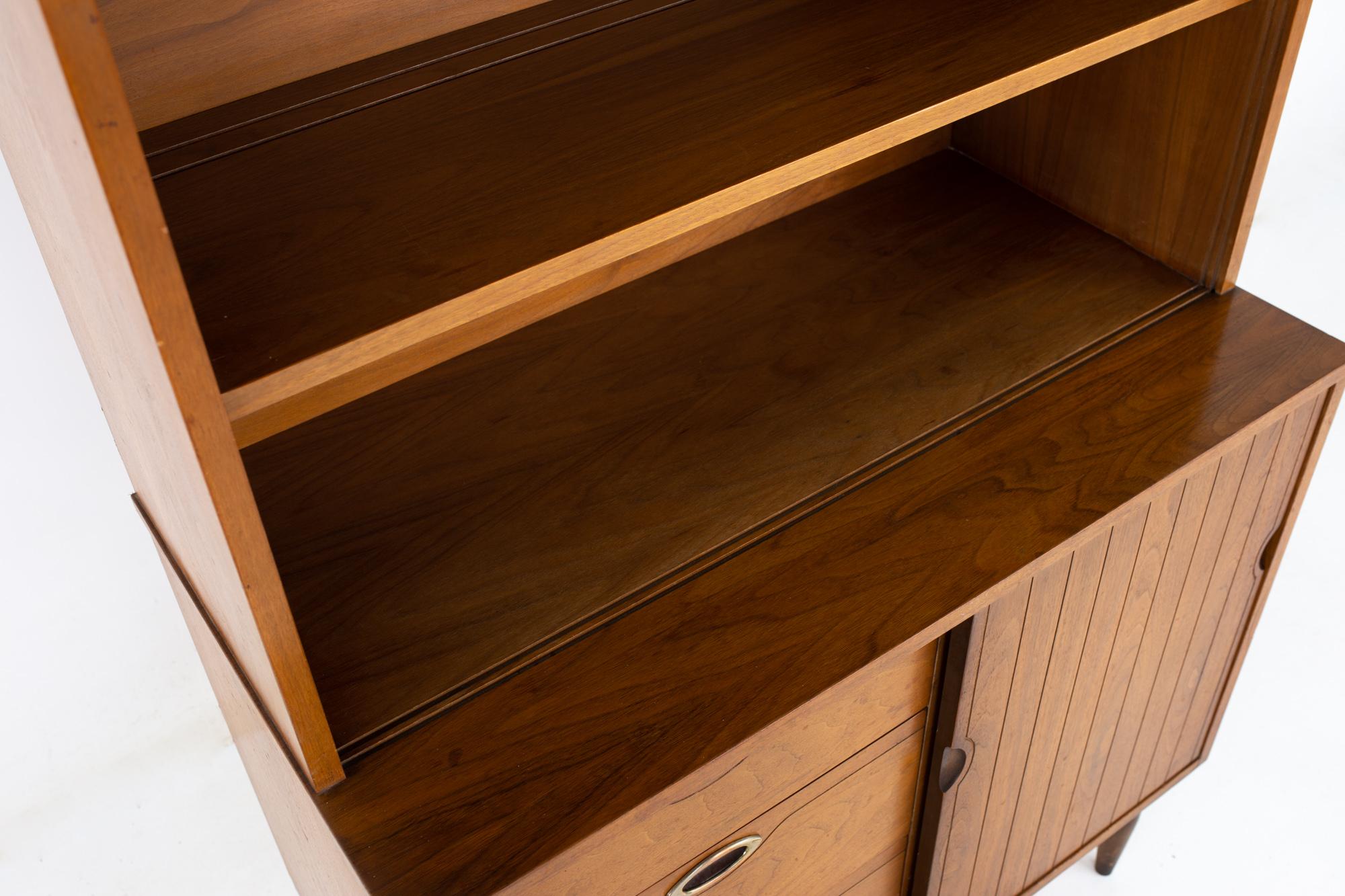 Brass Mainline by Hooker Mid Century Walnut Buffet and Hutch