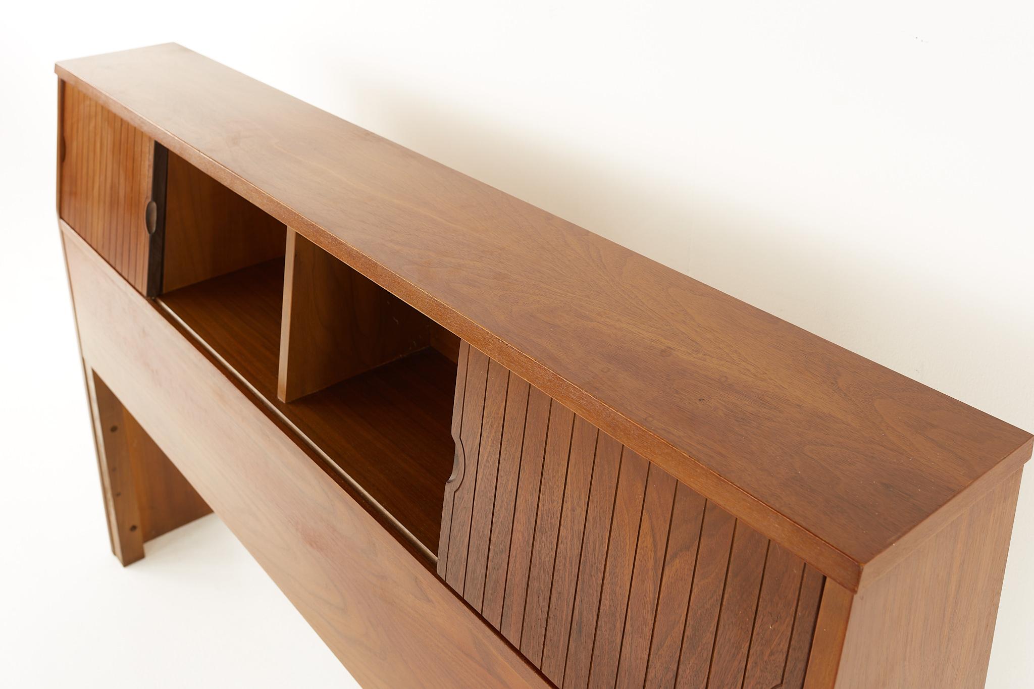 Mainline by Hooker Mid Century Walnut Full Storage Headboard 3