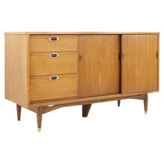 Vintage Mainline by Hooker Mid Century Walnut Sliding Door Credenza