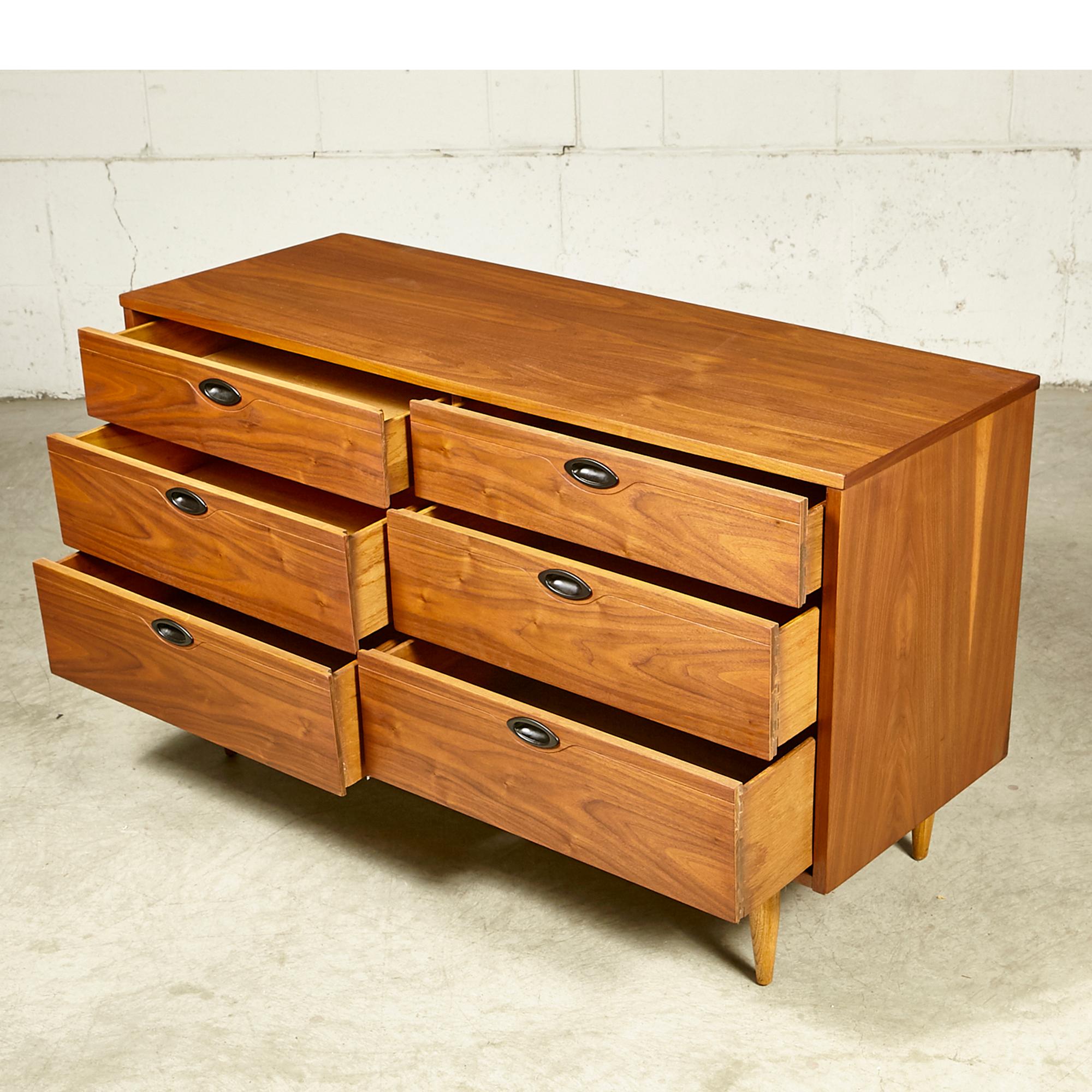 American Mainline by Hooker Walnut Dresser, 1960s For Sale
