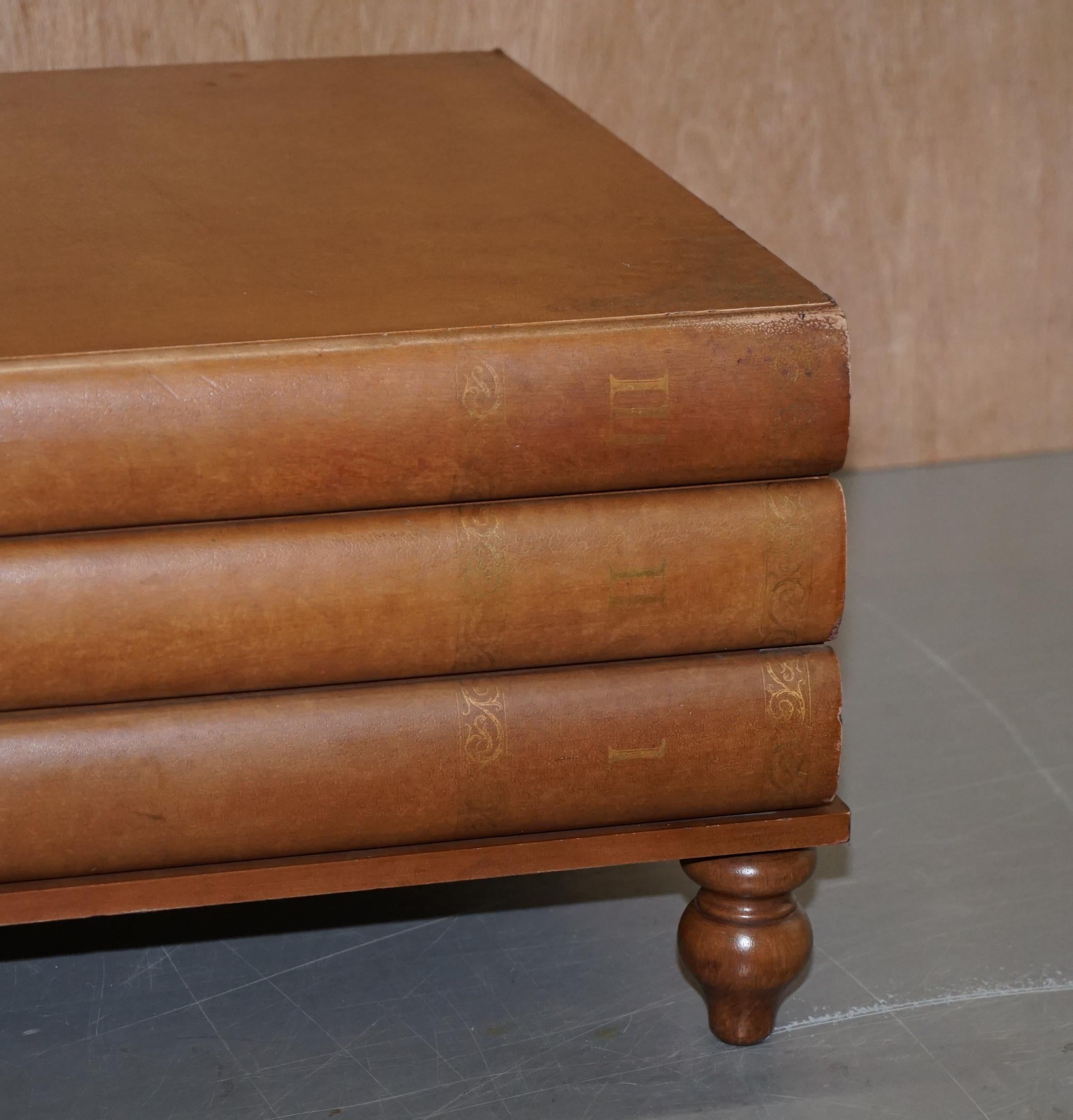 Wood Maintland Smith Stack of Scholars Library Books Coffee Table with Drawers For Sale