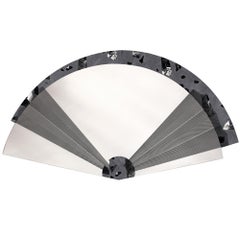 Maiohgi Fan Shaped Contemporary Wall Mirror Limited Edition in Black Grey Stone