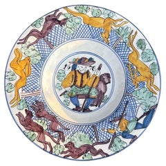 Piatto da caccia in maiolica, Scuola di Deruta, ispirato ad Antonio Tempesta, 1930–1950 circa.