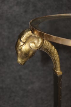 Maion Jansen Style Bronze Steel and Glass Rams Head Fern Stand Pedestal