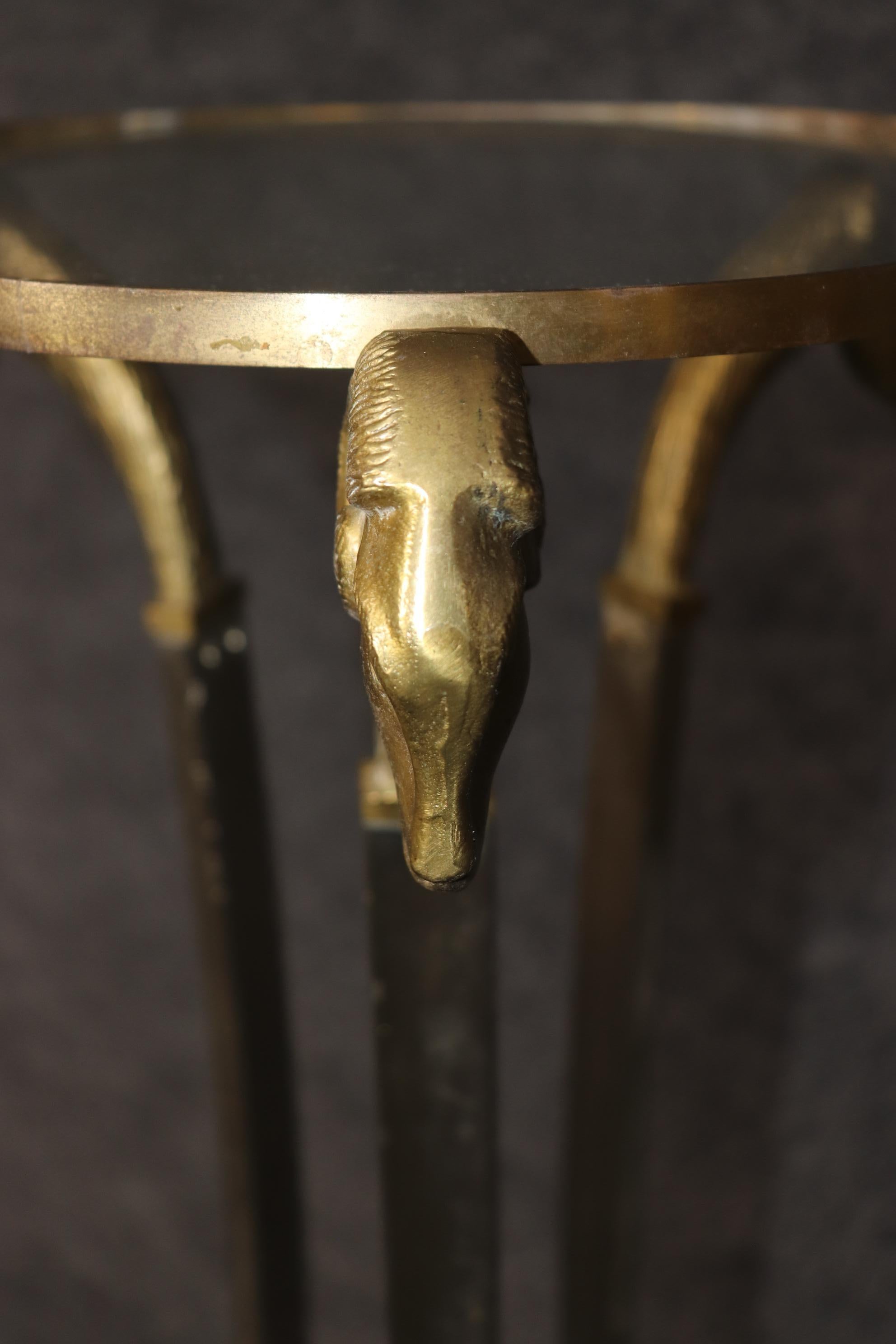 Maion Jansen Style Bronze Steel and Glass Rams Head Fern Stand Pedestal  2
