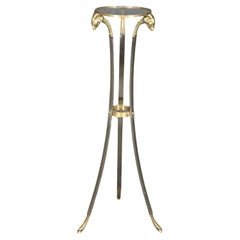 Maion Jansen Style Bronze Steel and Glass Rams Head Fern Stand Pedestal