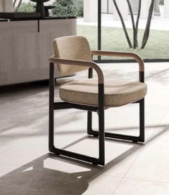Maiori S, Upholstered Chair with Fabric and Leather
