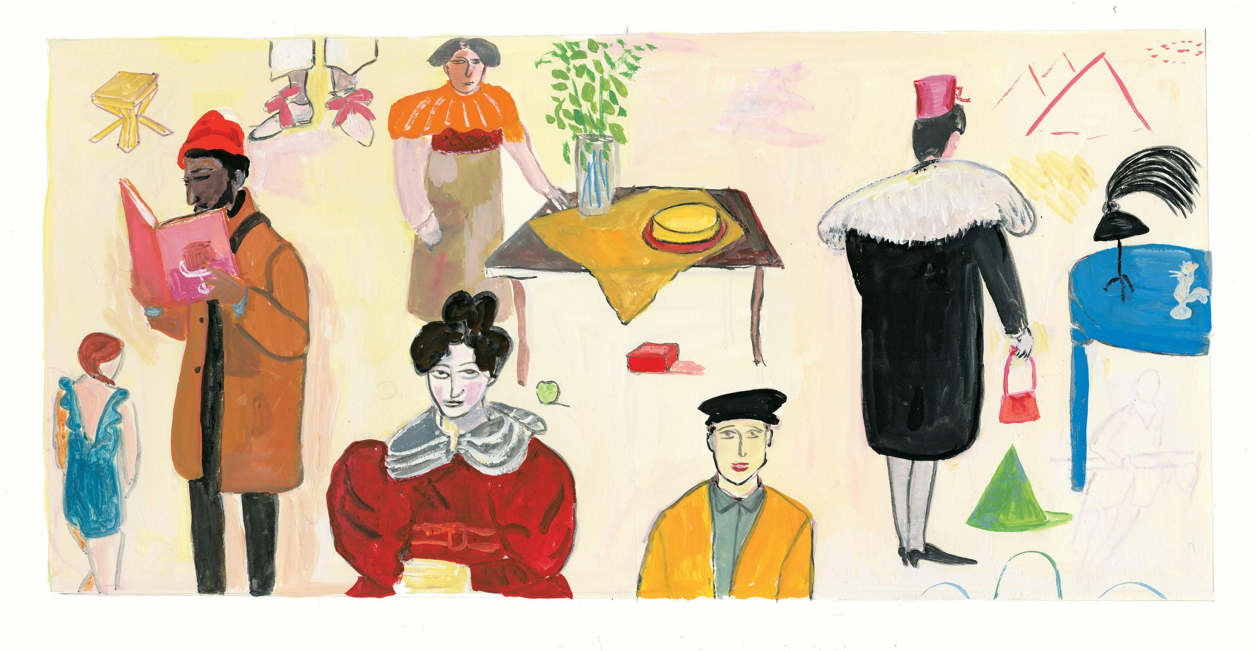 Maira Kalman Interior Painting - Is there anyone who does not love cheesecake? 