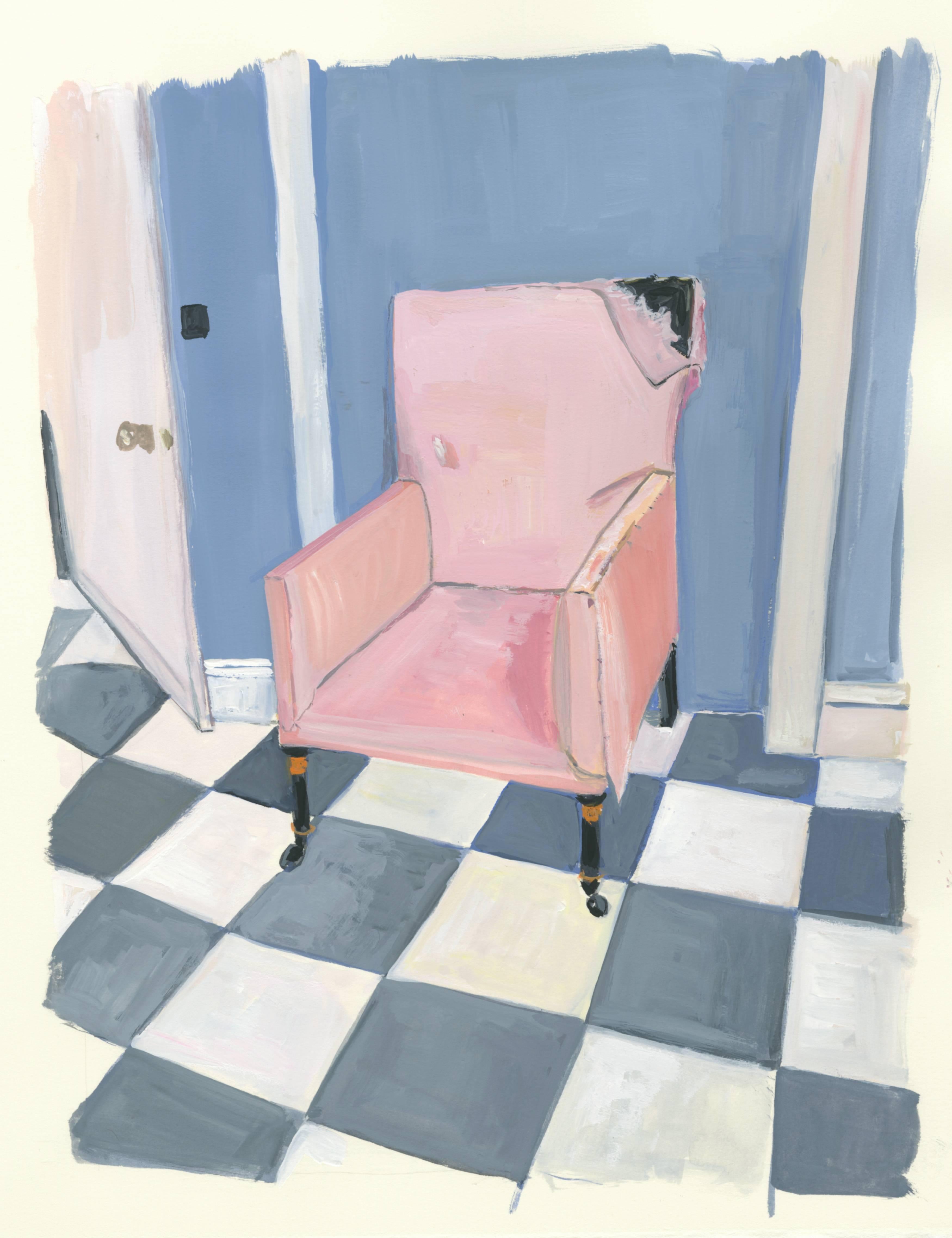 Maira Kalman Figurative Painting - Tattered Chair, St. Giles House