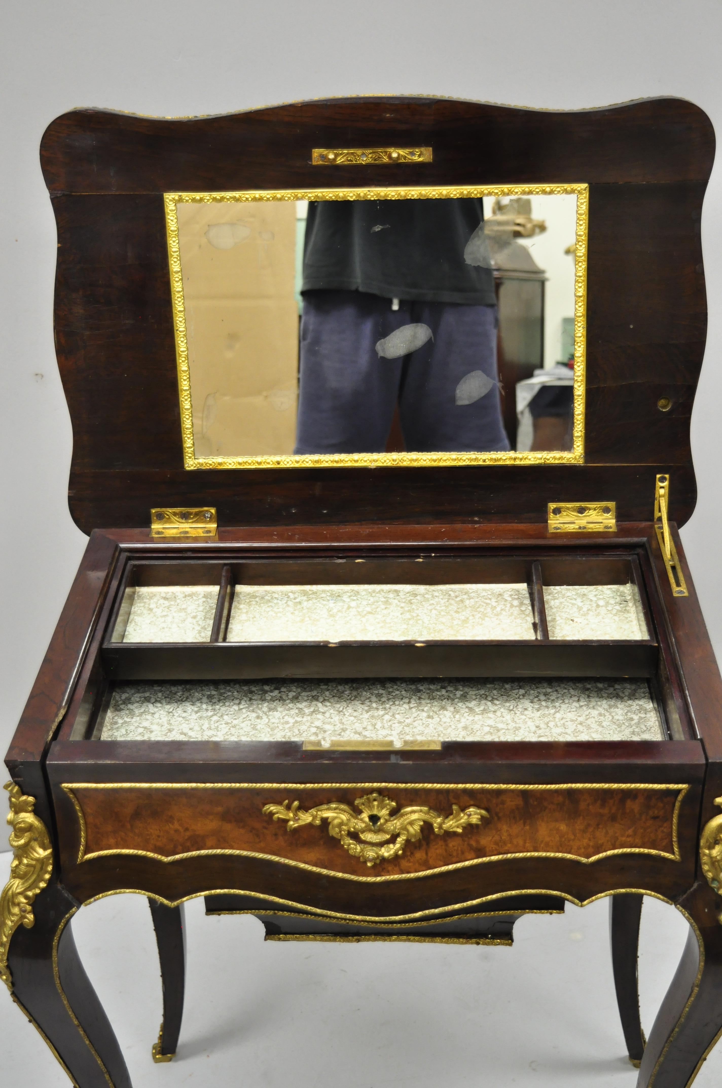 Bronze Maison Alphonse Giroux Paris Louis XV Ladies Work Table Sewing Vanity Stand For Sale