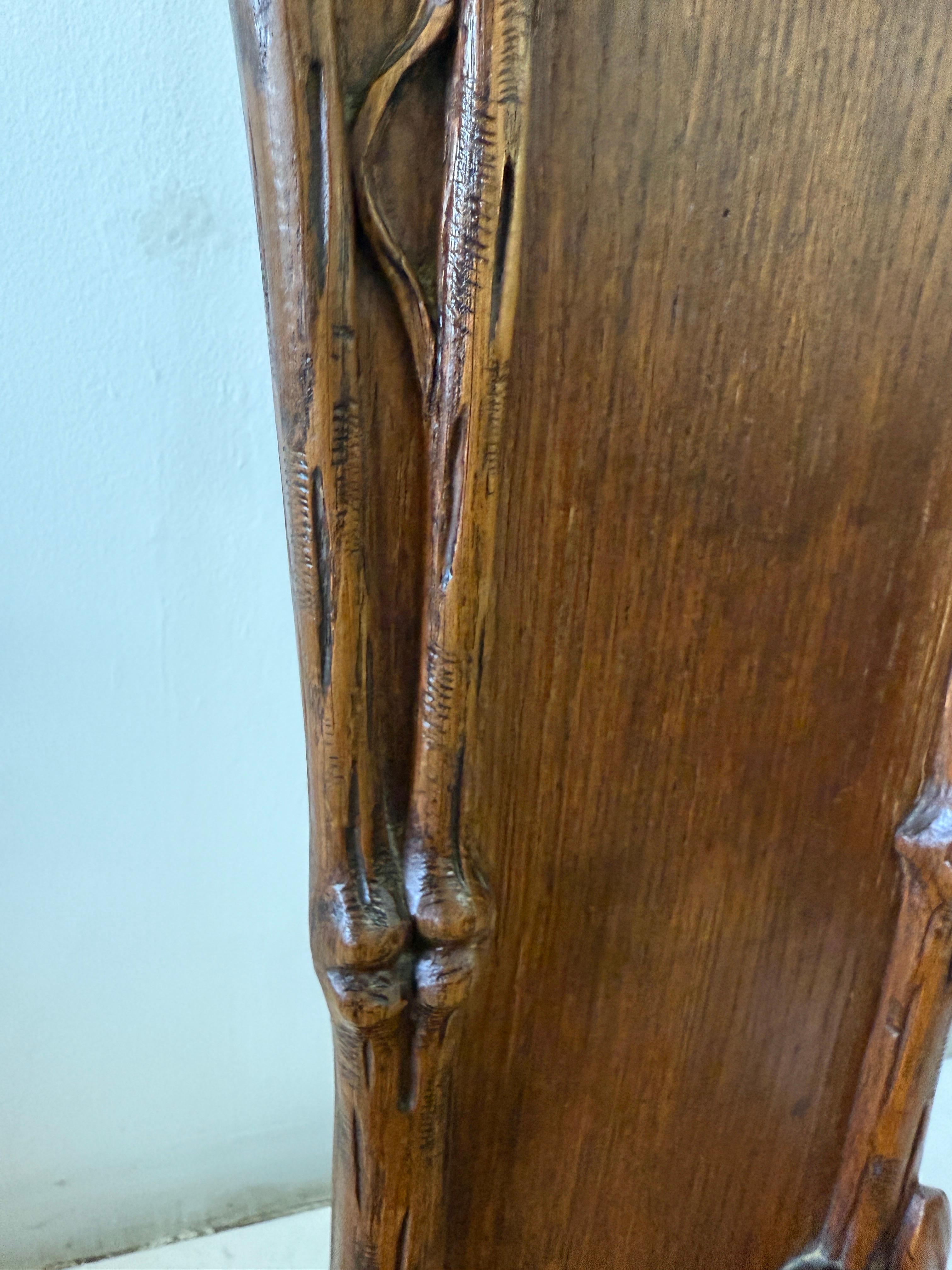 Maison Antoine Bastet Antique Carved Oak Hall Side Chairs, Pair In Good Condition For Sale In North Miami, FL