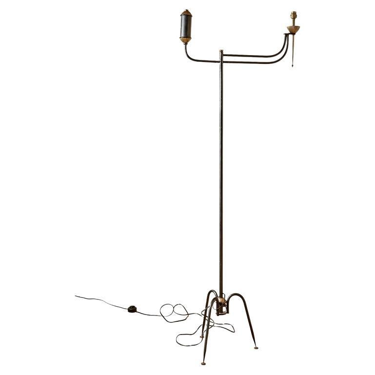 Maison Arluce, floor lamp, iron and painted, circa 1960, France. For Sale