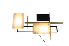 Maison Arlus, Arles Wall Sconce in Glass, Metal and Gilt Bronze, 1950s
