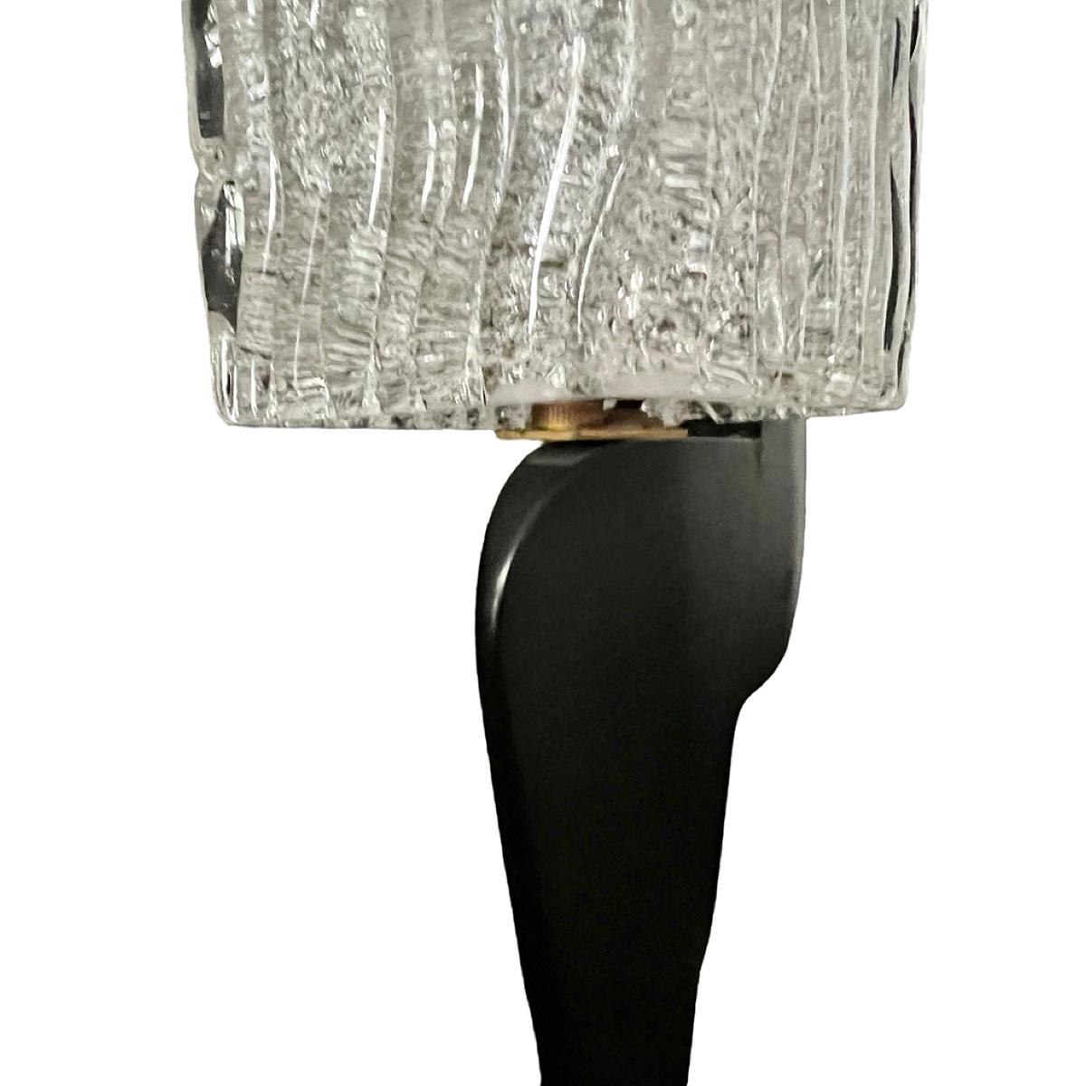 Maison Arlus, black lacquered wooden Lamp from the 50´s In Good Condition For Sale In Berlin, DE