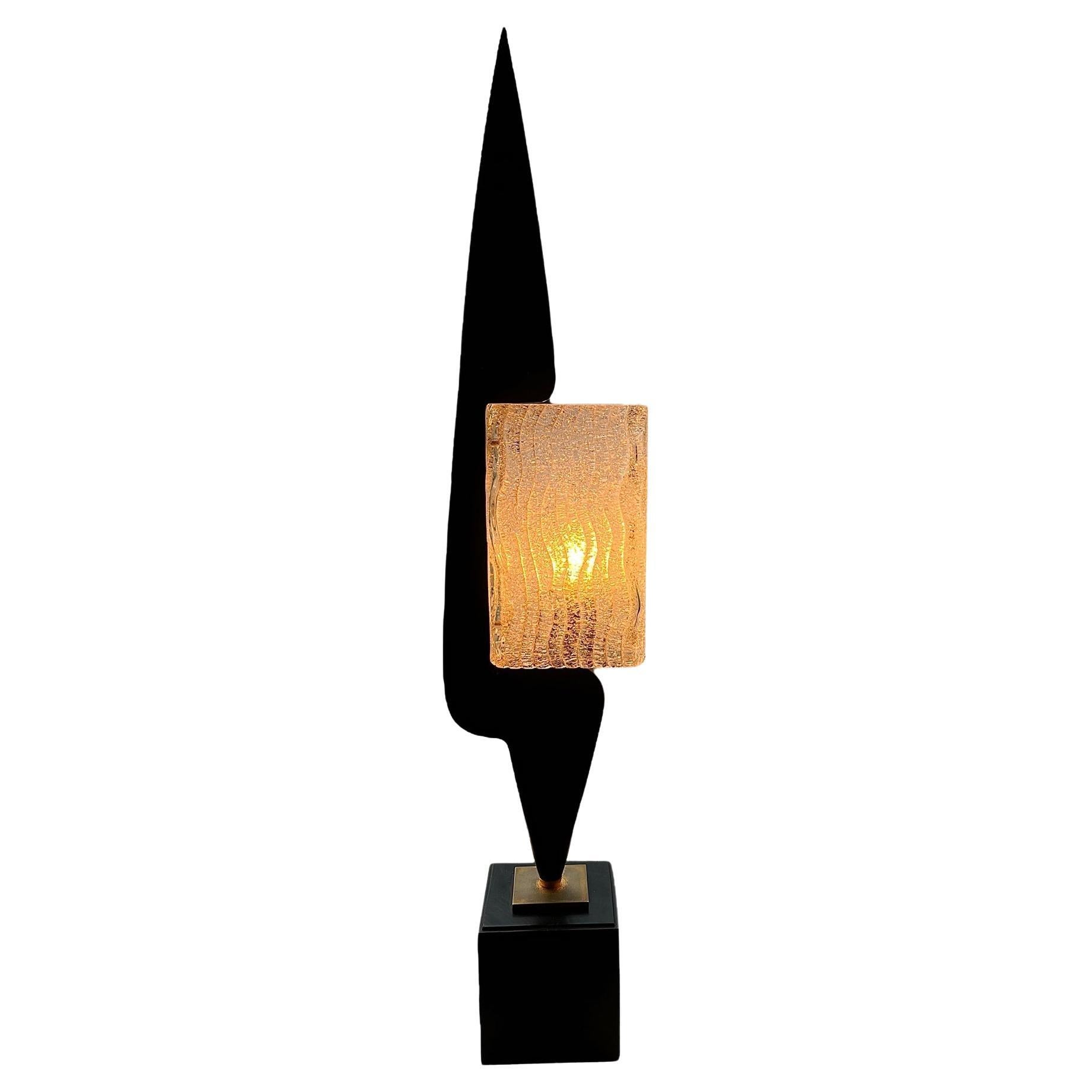 Maison Arlus, schwarz lackierte Holzlampe aus den 50er Jahren