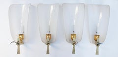 Maison Arlus Brass Perspex Wall Sconces Lamp Set of 4