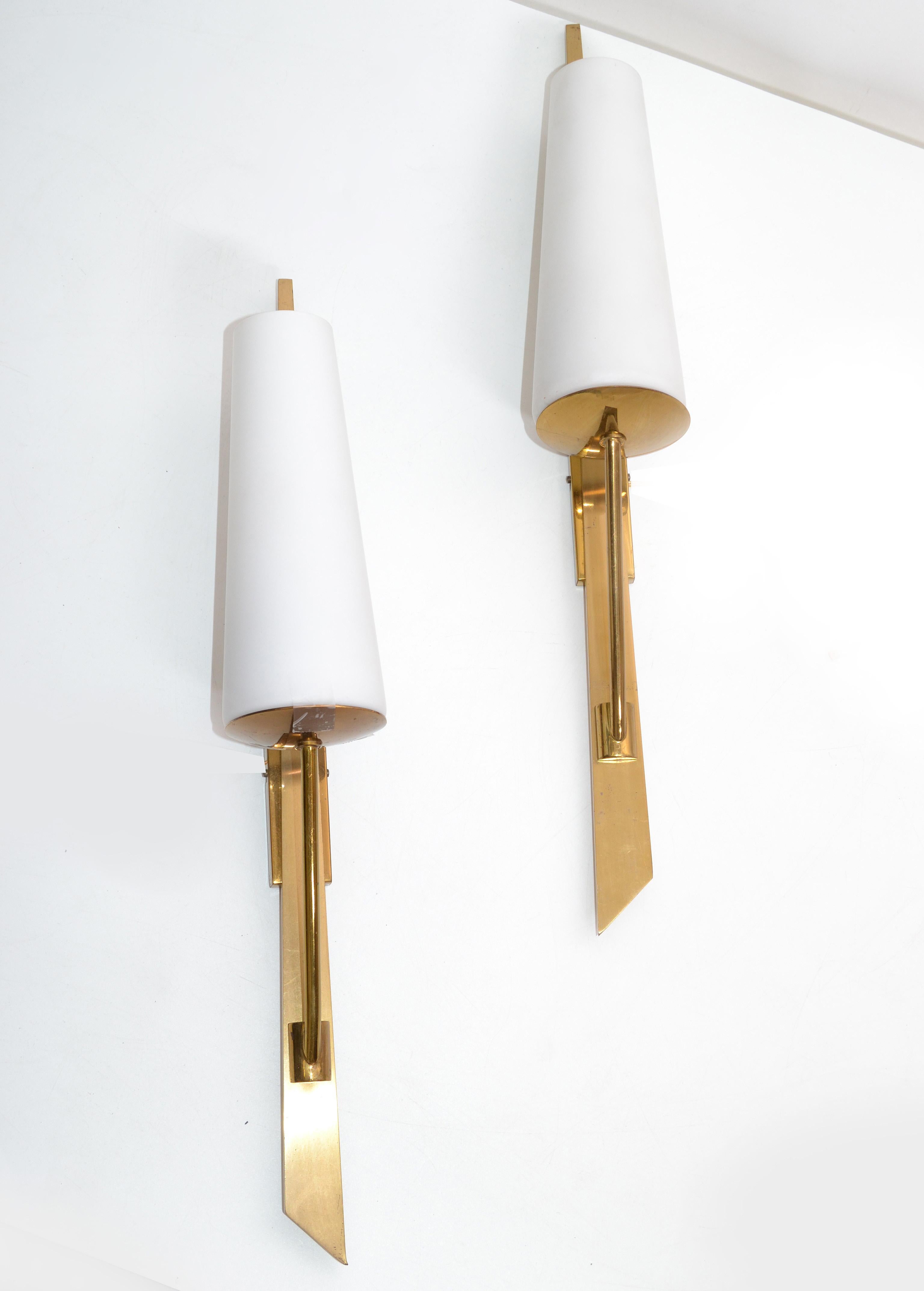 Maison Arlus Brass Sconces, 4 pairs available 3