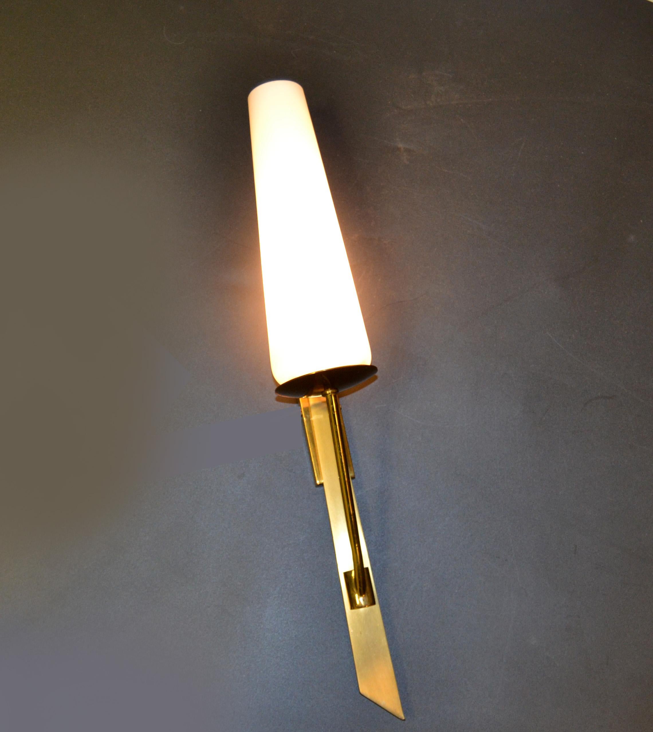 Mid-20th Century Maison Arlus Brass Sconces, 4 pairs available