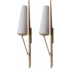 Maison Arlus Brass Sconces, 4 pairs available