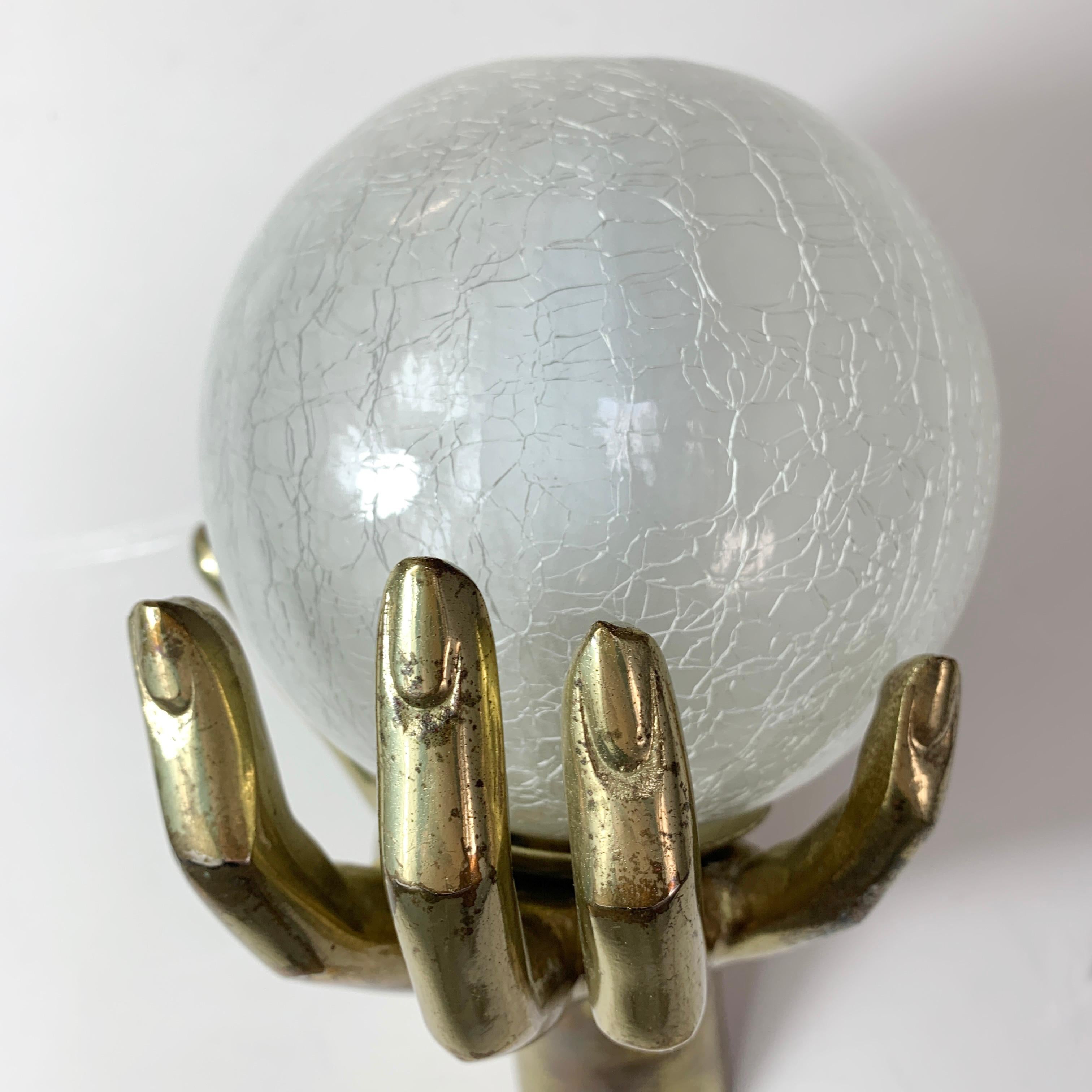French Maison Arlus Bronze Hand Wall Sconce, 1970s