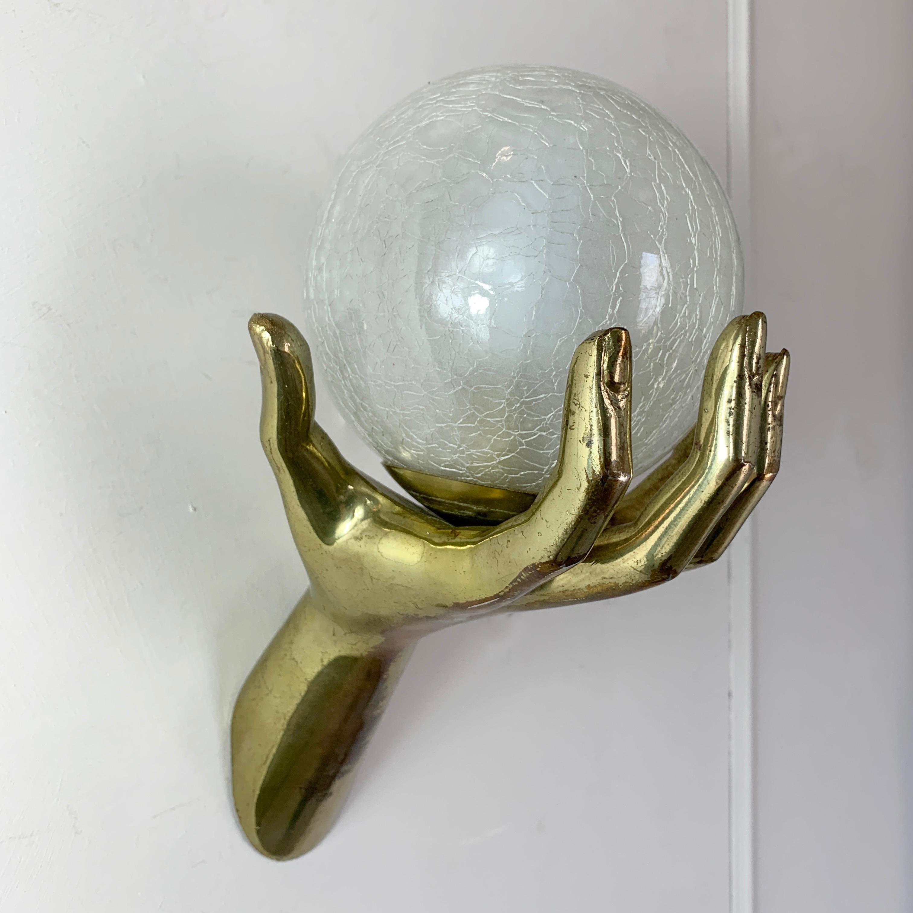Maison Arlus Bronze Hand Wall Sconce, 1970s 2