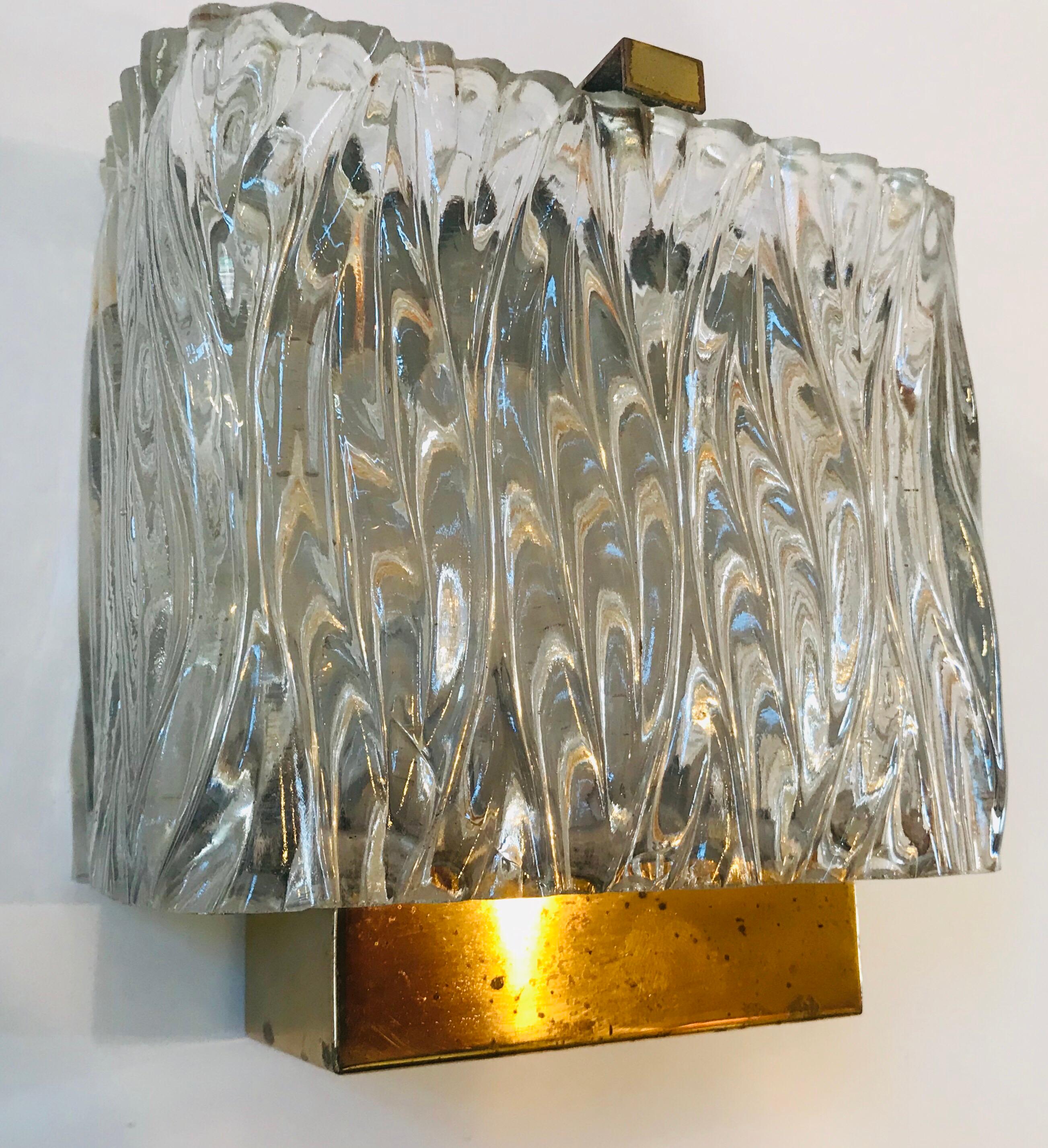 Mid-Century Modern Maison Arlus French 1960s Glass Wall Light For Sale