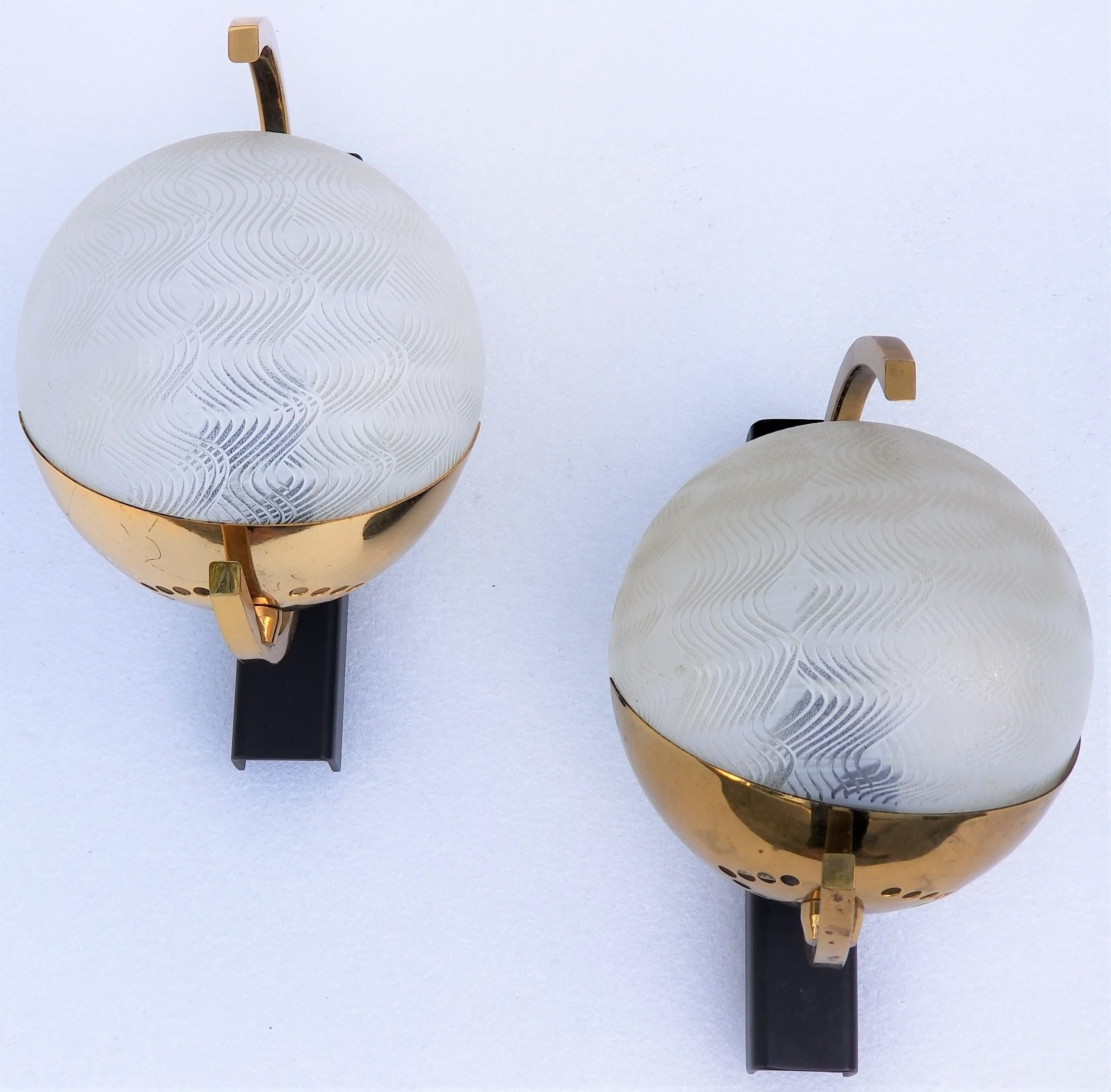 Maison Arlus French Brass Modernist Pair of Sconces For Sale 5